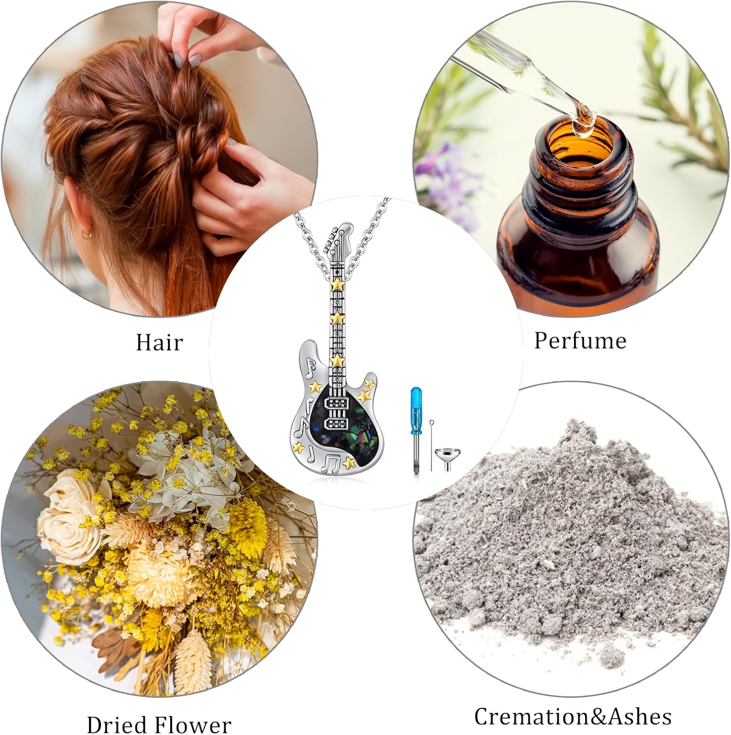 Guitar/Tree of Life Urn Necklace for Ashes 925 Sterling Silver Guitar/Tree of Life Cremation Keepsake Pendant Urn Necklace Memorial Jewelry for Women loss Loved - Image 6