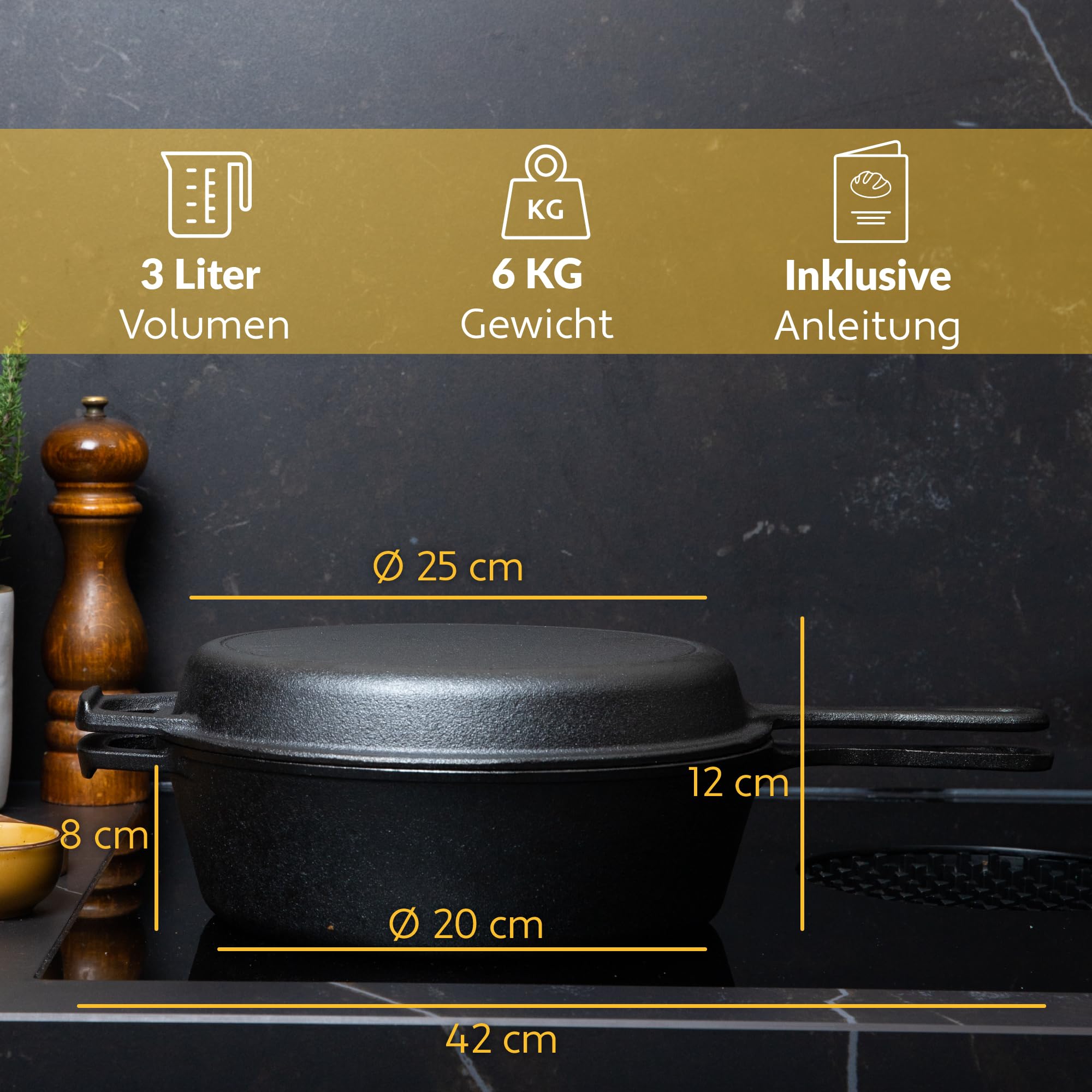 Chefarone Gusseisen Topf 45L – Bild 4