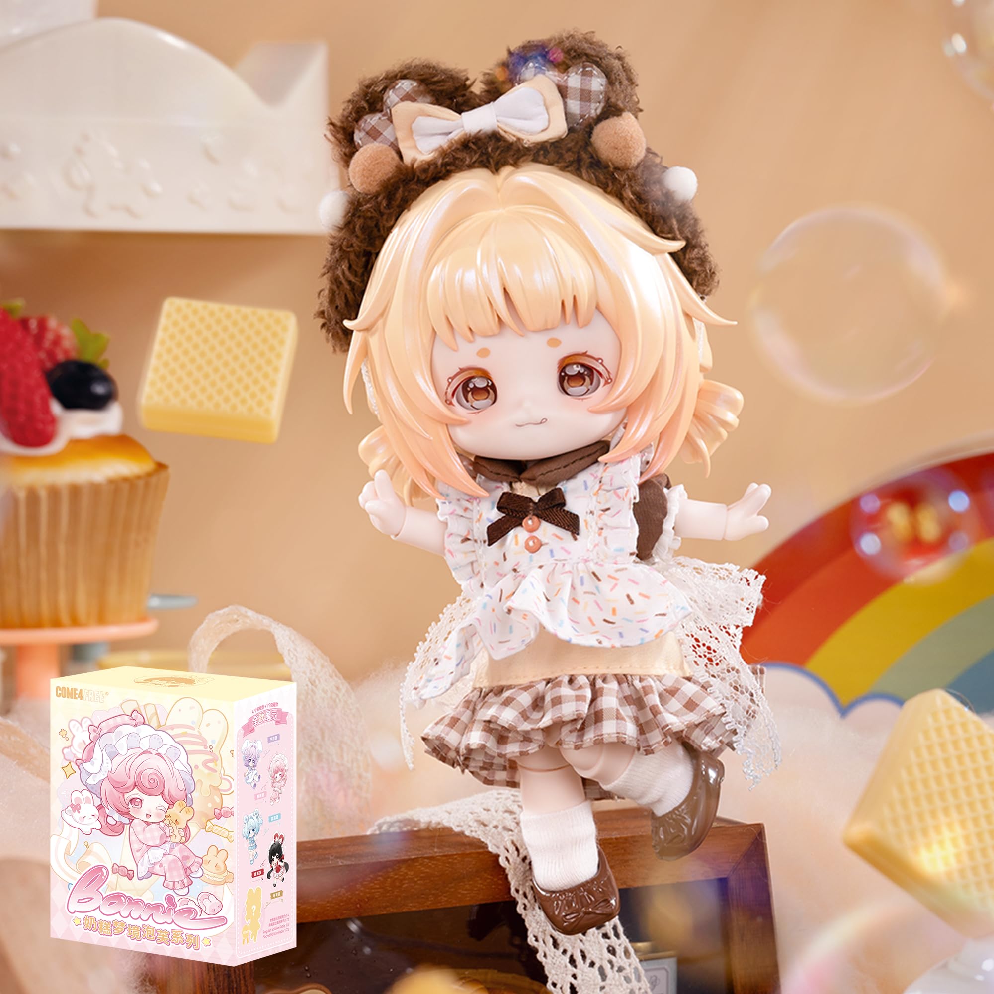 TOYVERSE COME4FREE BJD Bonnie, seria czwartej generacji pasztetów marzeń, KeKeFu, Collector's Edition, 1 szt./16 cm, lalka BJD, ruchome lalki z ubrankami dla lalek, prezent urodzinowy, 15+