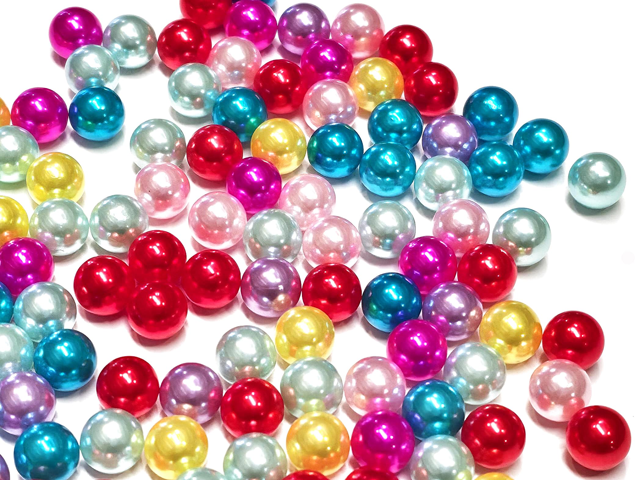Perlin Zuchtperlen Imitat Perlen Perlmutt ABS Pearl Wachsperlen 10mm 400 Stück Ohne Loch Rund Kunstperlen Basteln Dekoperlen für Vasenfüller Hochzeit Party Schmuck (Gemischt)