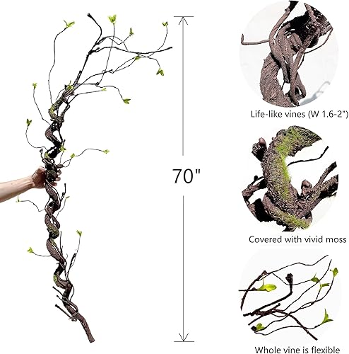 Miniatura 4 de Ramas artificiales flexibles de ratán, trepador de jungla largas enredaderas falsas, tronco de liana con hojas para el hogar, boda, jardín, fondo de