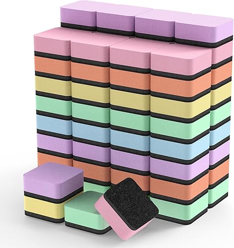 Miniatura 27 de MaxGear Paquete de 24 borradores de borrado en seco, borradores magnéticos de pizarra blanca para aula, mini almohadillas de limpieza de pizarra