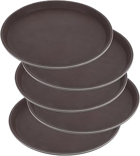 5 Pieces Restaurant Serving Tray, Non Slip Surface Round Tray Plastic Food Meals Server with Raised Edges for Home, Kitchen, Restaurant, Cafeteria, Bar, Hotel
