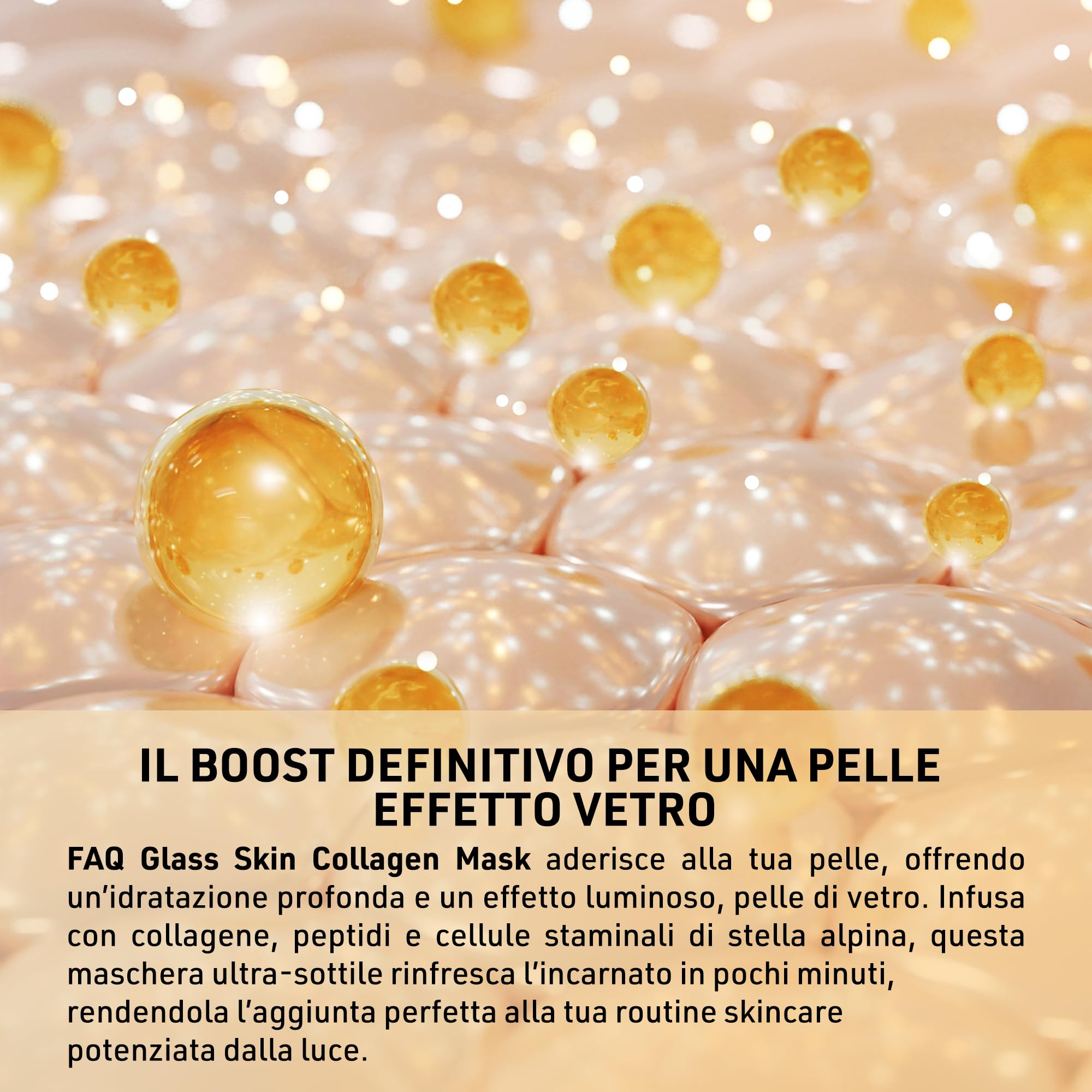 FAQ Maschera Viso Idrogel Glass Skin - Rassodante E Idratante, 5 Pz | Maschera Viso Idrogel, Peptidi, Edelweiss, Compatibile LED, Effetto Glass Skin, Pori Ridotti, Tutti I Tipi Di Pelle