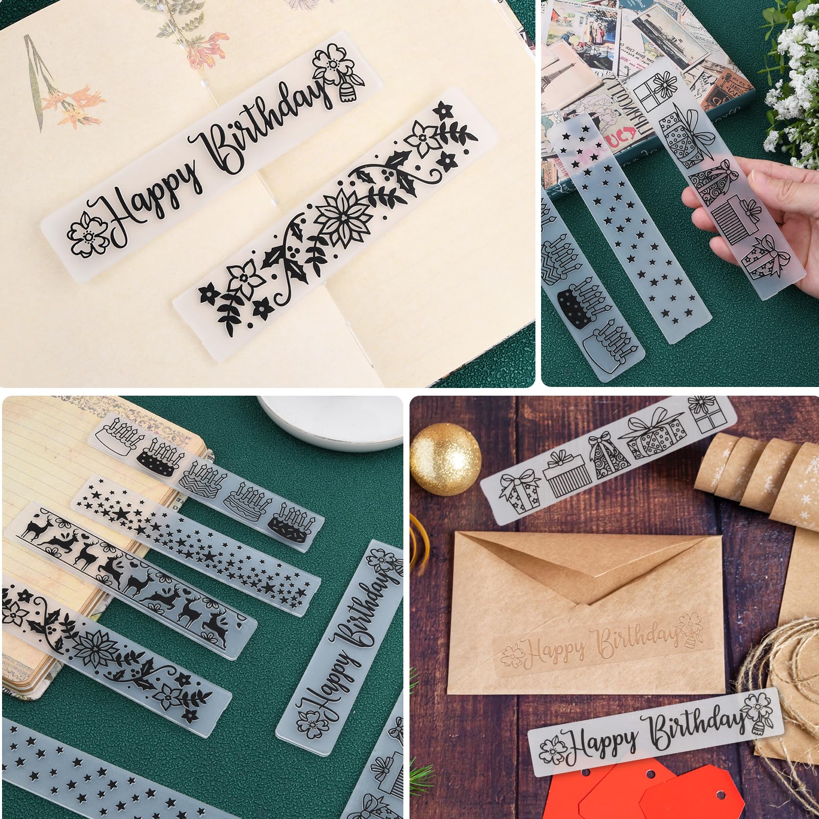 10 Piezas Plantilla de Repujado(15 x 3 cm) Carpetas de Plástico con Relieve Tarjetas, Carpeta de Grabación en Relieve para Scrapbooking Creación de Tarjetas Álbum