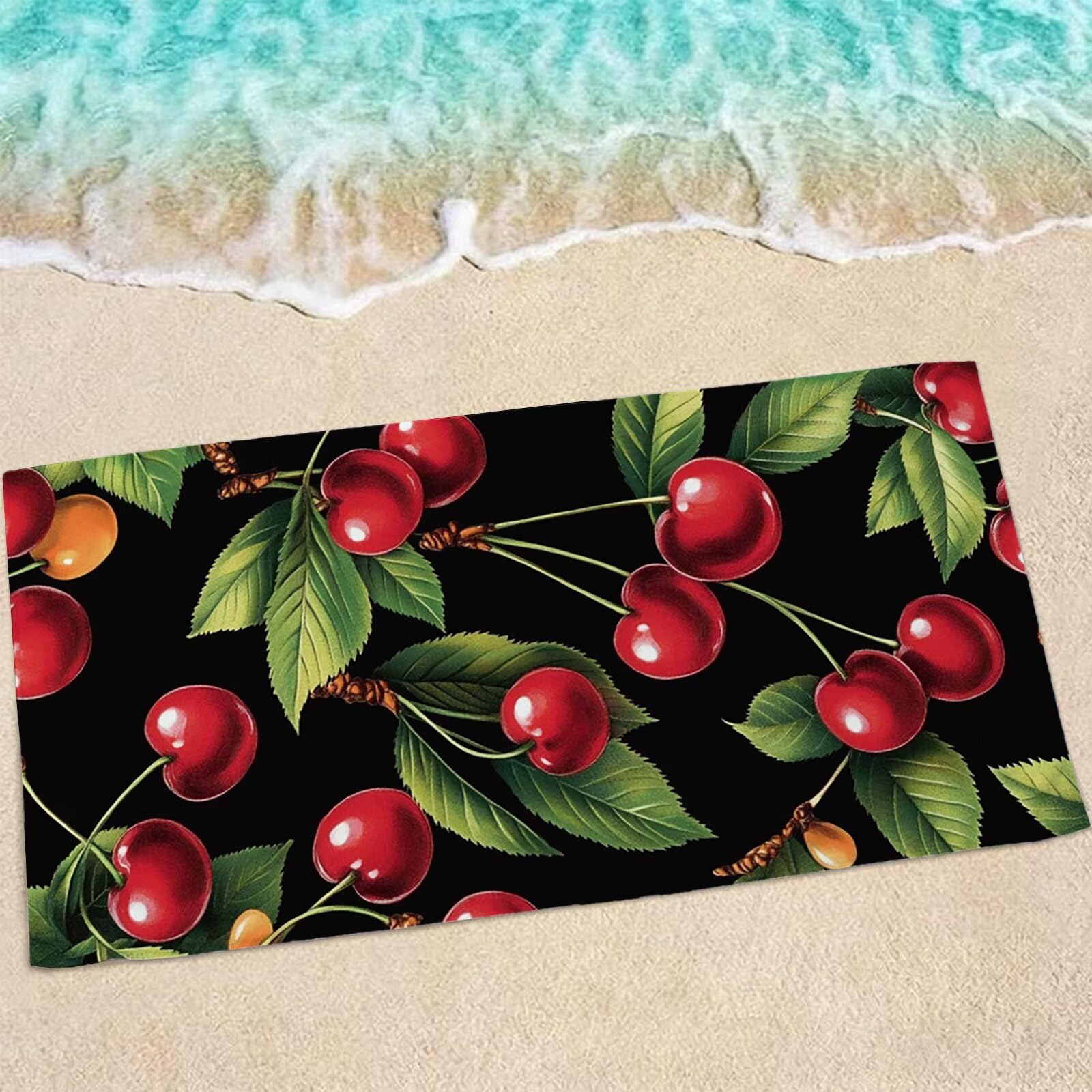 Serviette de plage microfibre 200x100 cm grand drap de bain anti-sable motif plantes