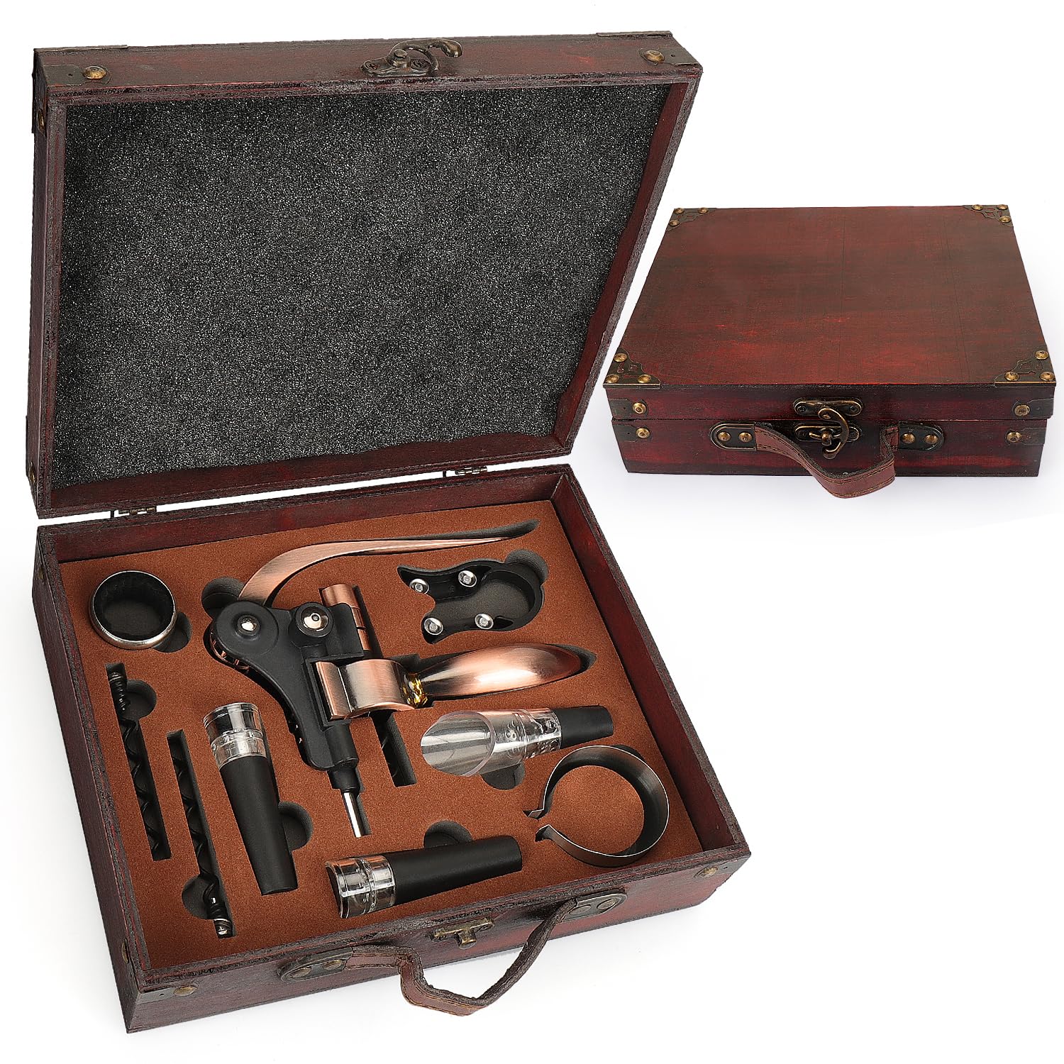 Tire-bouchon vin de luxe et son coffret cadeau en bois de sommelier