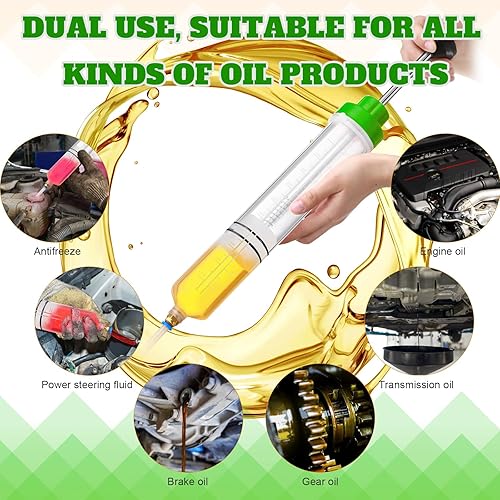 Miniatura 7 de Lothee Paquete de 2 bombas extractoras de líquidos automotrices de 500 cc, extractor de aceite, bomba de jeringa manual con manguera, succión