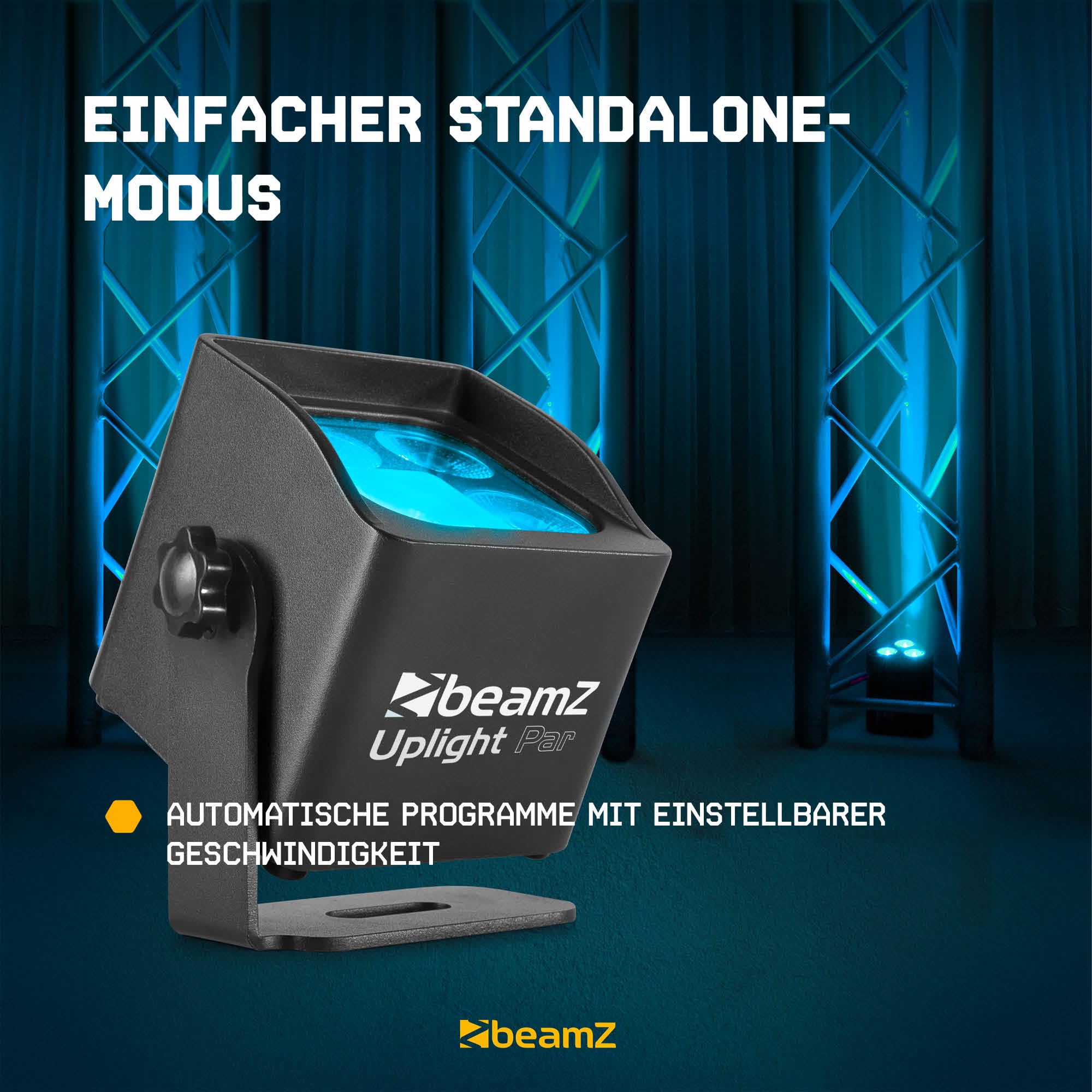 BeamZ BBP44 Akku Uplight 2er Set Mini 4x4 Watt LED Par Strahler Outdoor, RGWB, 25h Akkulaufzeit, IP65, Bühnenbeleuchtung, Soundmodus, 0-100% Dimmer, Automodi, Bühnenlicht, Inkl. Fernbedienung