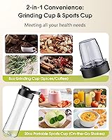 Vista 4 de Licuadoras de encimera para cocina, licuadora profesional de 1400 W para batidos, 3 funciones con licuadora de batidos de 5 velocidades, con frasco