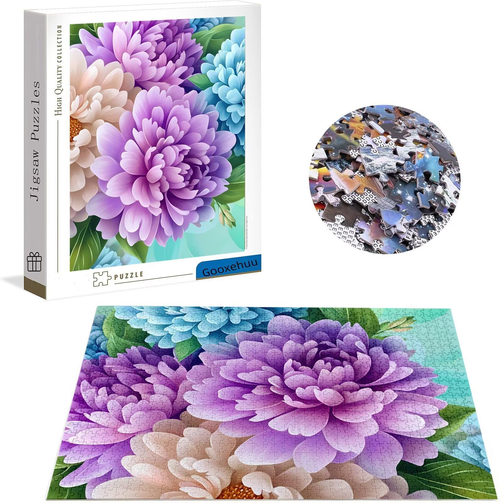 Puzzle 3000 elementów dla dorosłych 3000 elementów, kwiatowe puzzle, gry edukacyjne, drewniane puzzle, chryzantema, prezenty dla nastoletnich chłopców w wieku 14-16 lat, 122 x 81 cm, g-789