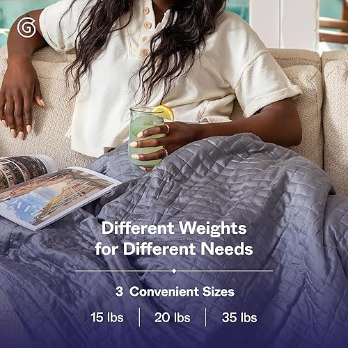 Miniatura 5 de Gravity Manta con peso refrescante mejorada para adultos, 15 libras, color gris, 48 x 72 pulgadas, manta con peso original, manta hecha de algodón