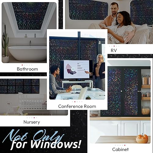 Miniatura 39 de rabbitgoo Película de privacidad para ventana, vidrieras de arcoíris para ventanas de vidrio, cubierta decorativa de puerta de adherencia estática