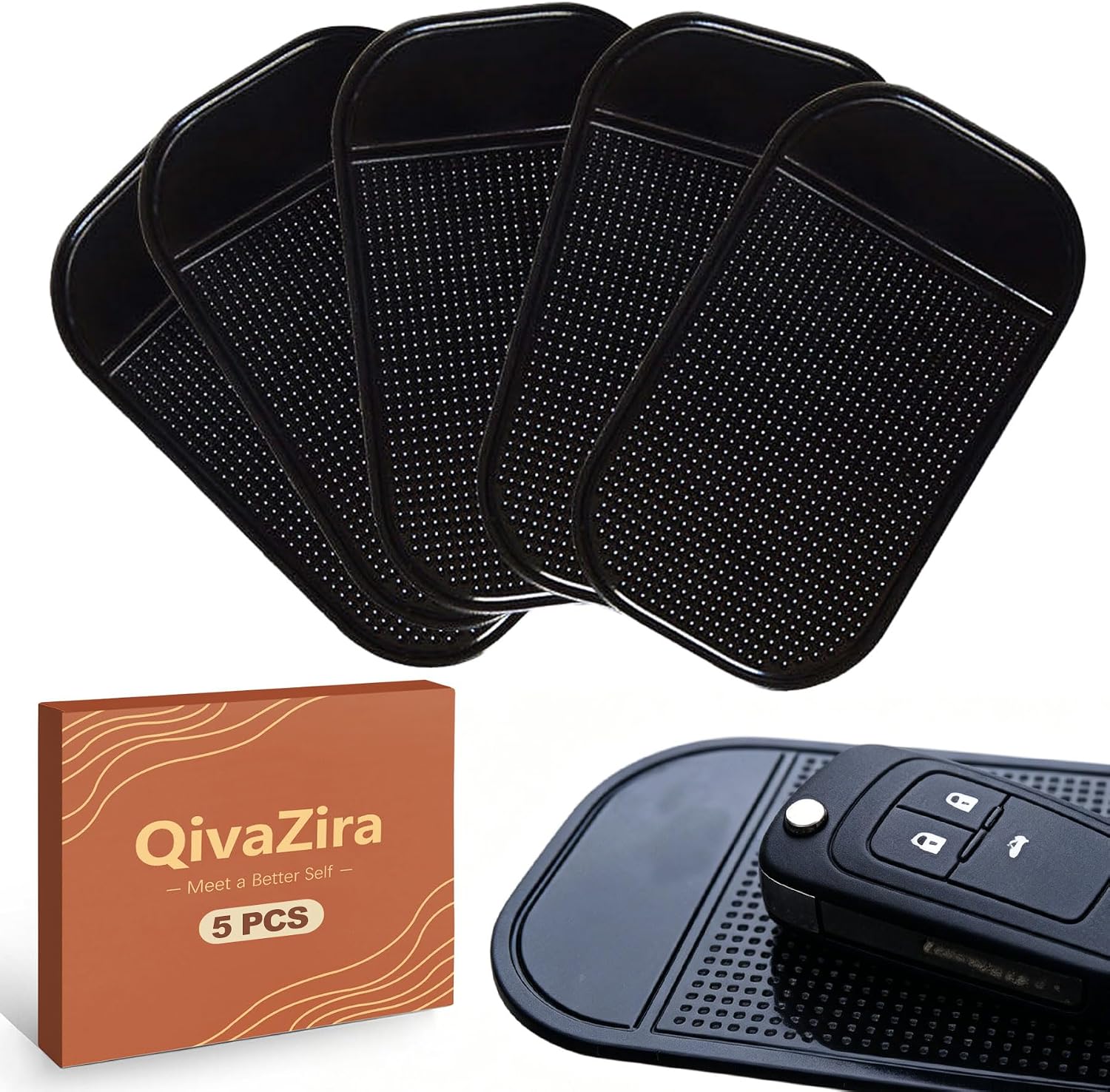 5 Pcs Car Dashboard Sticky Pad Anti-Slip Gel Mat for Cell Phone Keys Sunglasses Non-Slip Interior Dashboard Accessories Reusable and Washable Grip Pad for Automotive Truck SUV