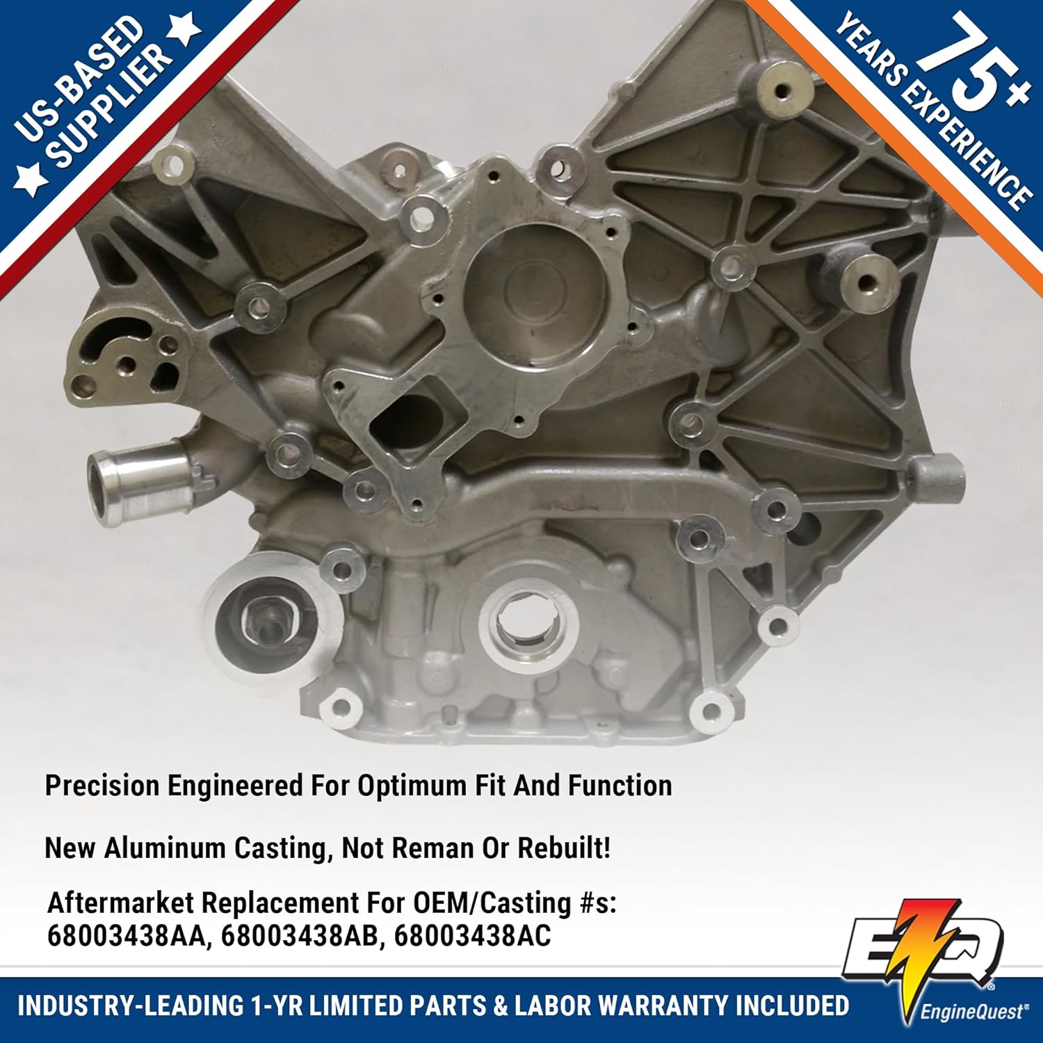 Timing Cover Assembly for 3.8L V6 (2007-2011) - Fits JK, JKU, JKUR Models | Replaces OEM 04666020AA, 68003438AC | Built-In Oil Pump with All New Internal Parts