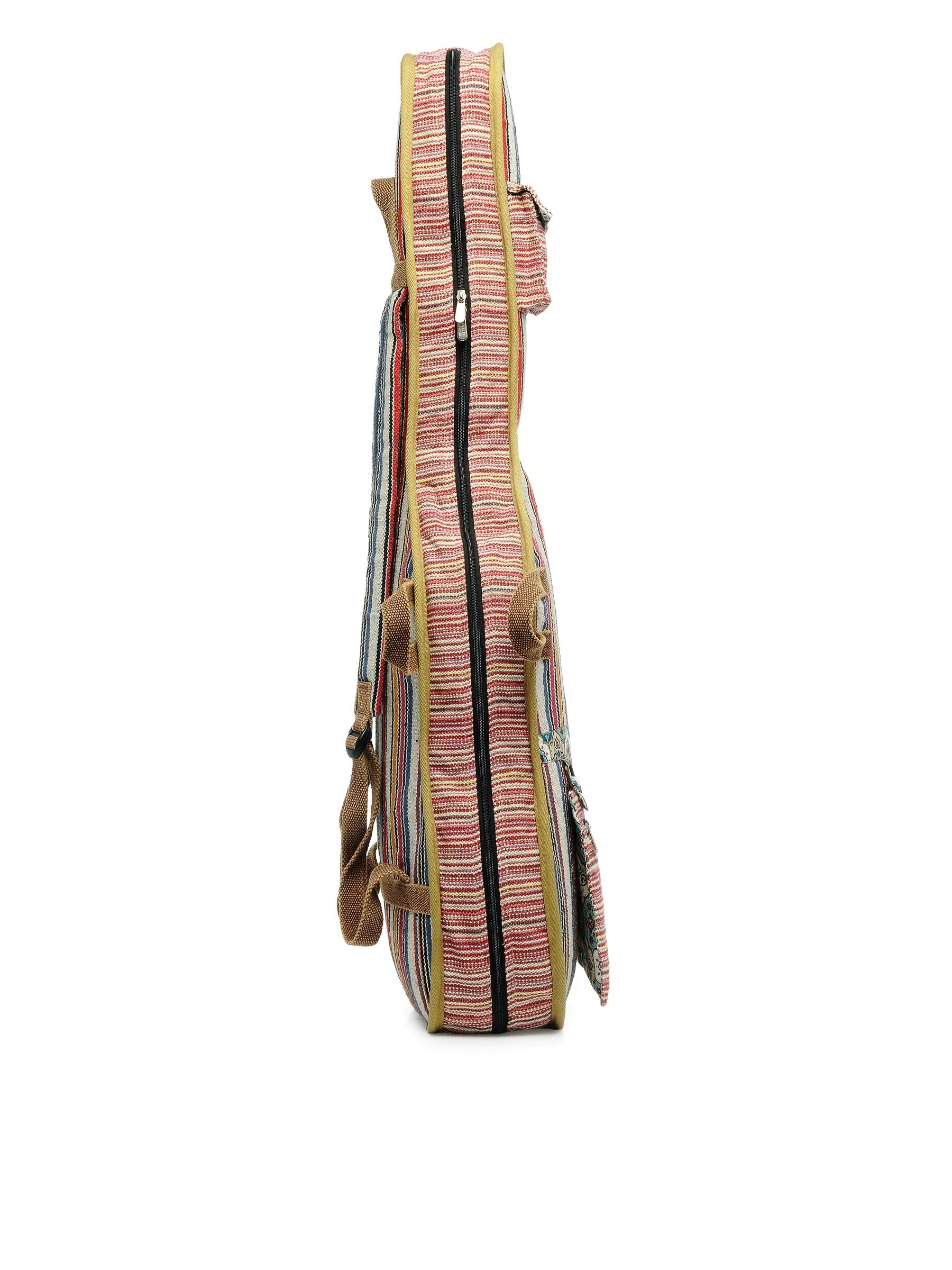 The House of tara Ethnic Handloom Fabric Acoustic Guitar Bag Cover for Men and Women | Modern Guitar Case |100% Cotton Lining | Adjustable Straps | Padded Protection | Zip Pockets | Multicolor 4