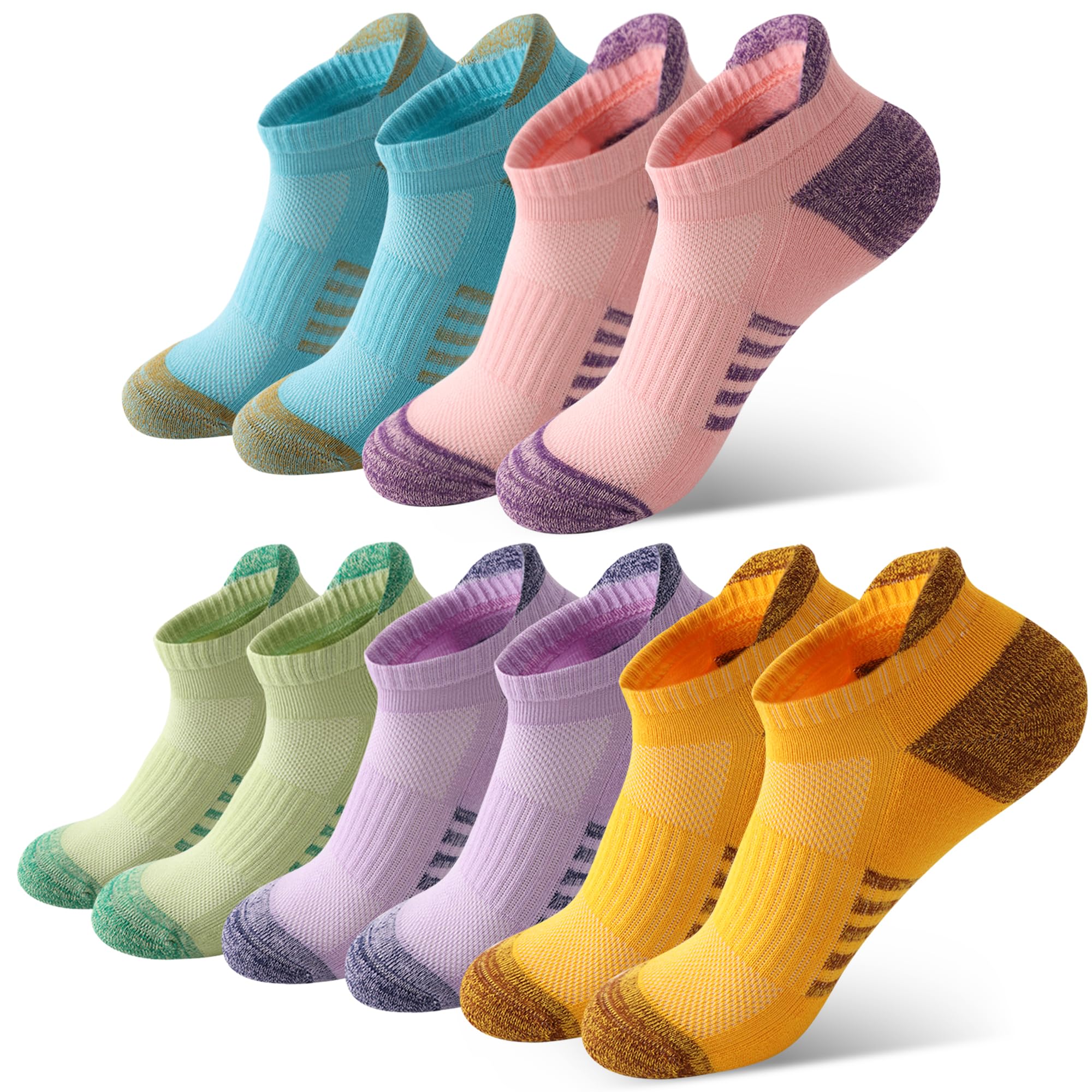 AVAYUU Sneaker Socken Damen 39-42 35-38, Atmungsaktive Sportsocken Baumwolle Anti-Blasen Gepolsterte Kurze Laufsocken mit Geschenkbox Sommer 5 Paar