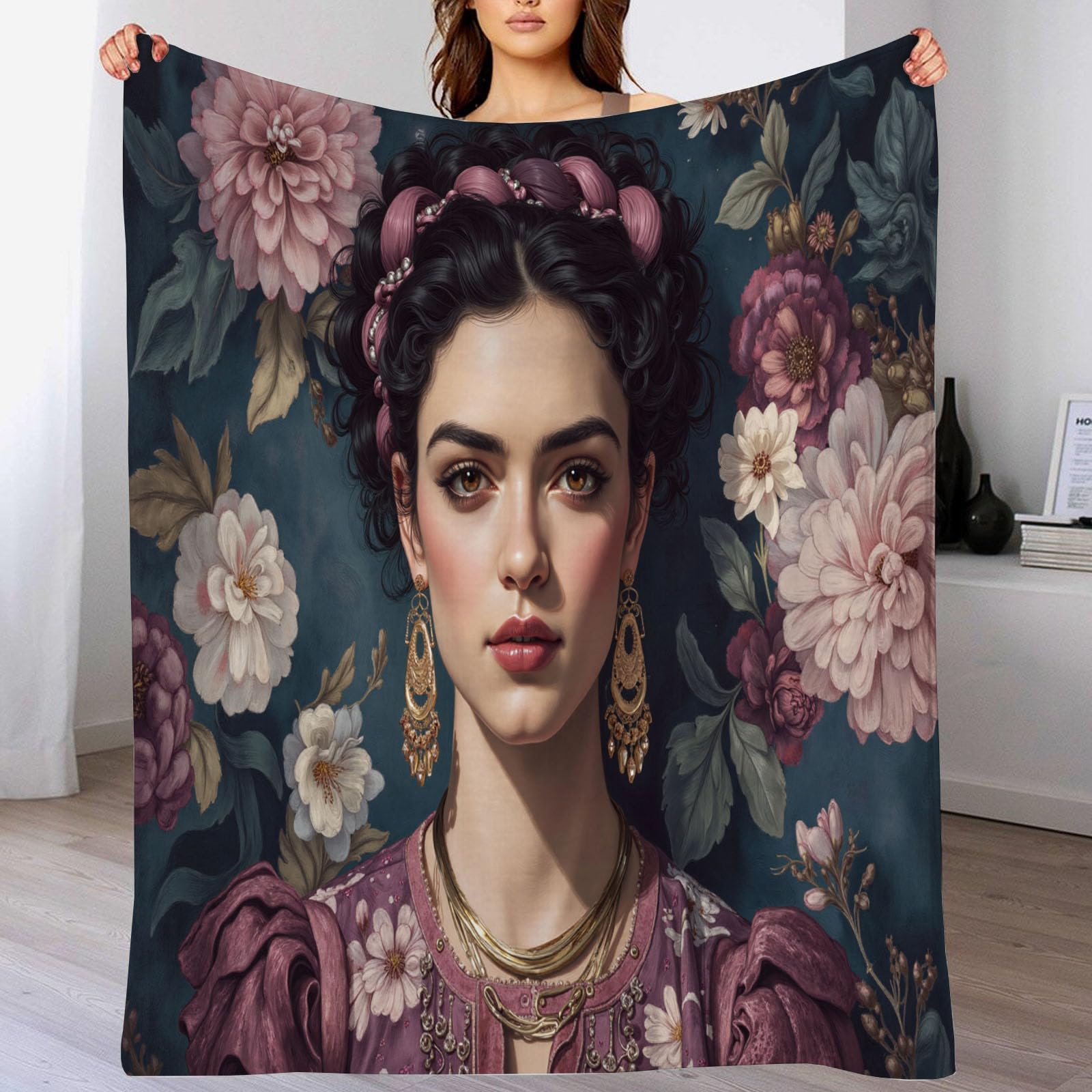 Couverture portrait féminin victorien plaid haut de gamme en flanelle douce