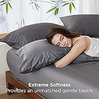 Vista 4 de Bedsure Fundas de almohada de tamaño estándar, fundas de almohada refrescantes, rayón derivado de bambú, color gris oscuro, juego de 2, fundas