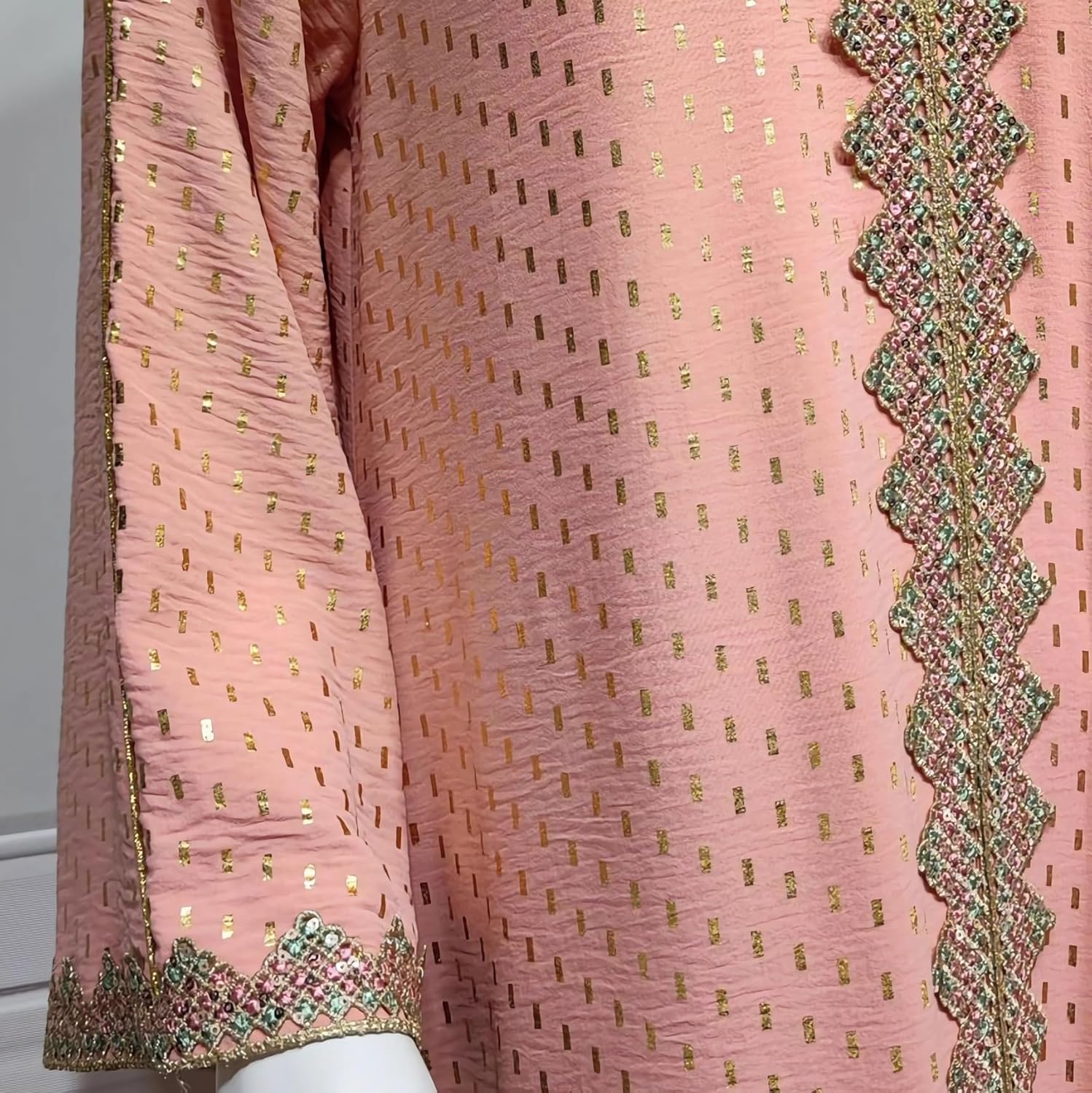 FPOVFPO Women's Muslim Abaya One-Piece V Neck Bronzing Dress Islamic Full Length Kaftan Daily Casual - Image 5