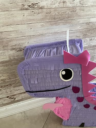 Miniatura 6 de Piñata T-Rex de dinosaurio morado, tamaño mediano 20 x 15 x 4 pulgadas, capacidad para 4 libras de dulces, perfecta para cumpleaños, fiestas