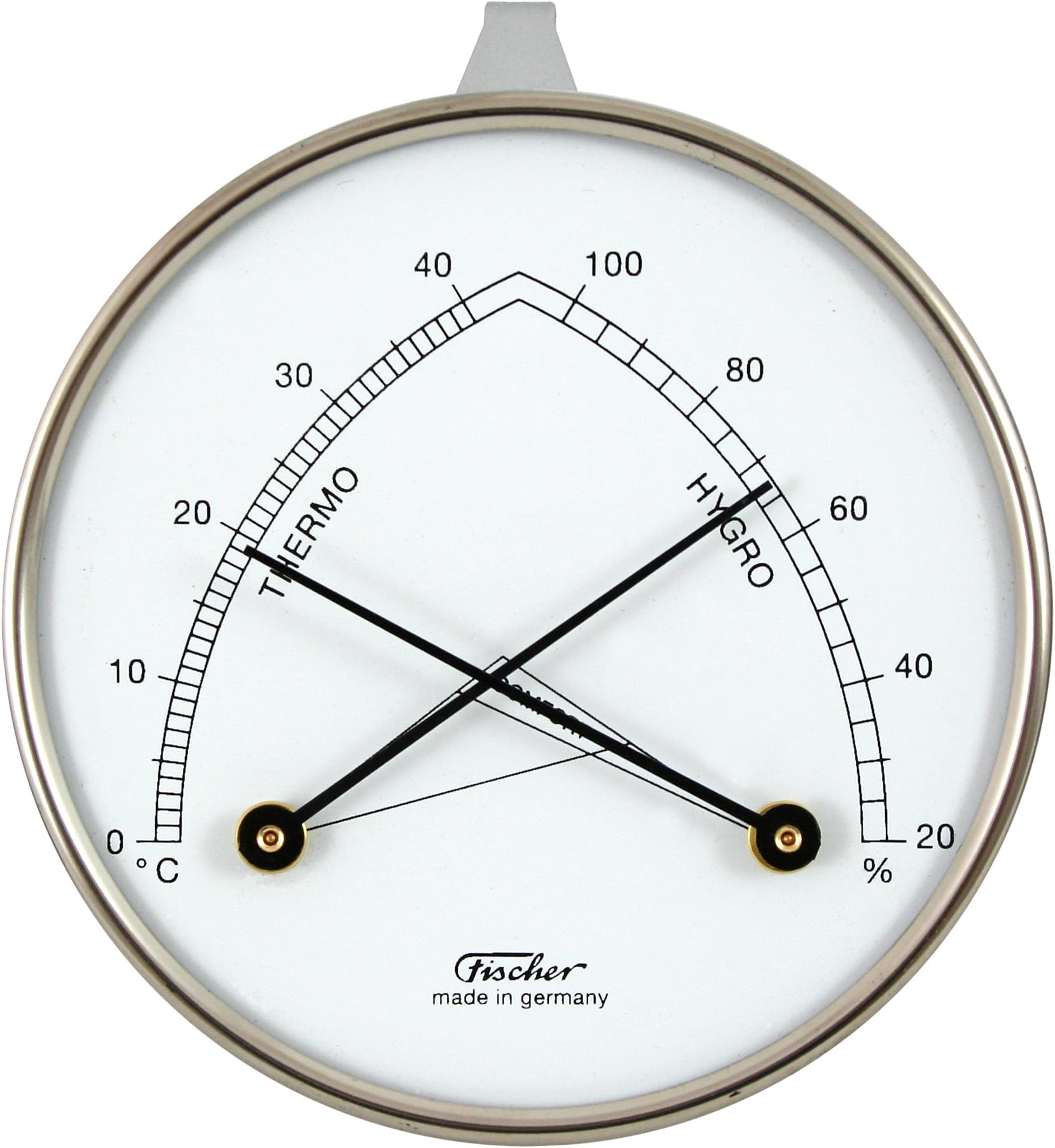 Fischer Room Climate Monitor with Hygrometer and Thermometer Metal Casing 87 mm