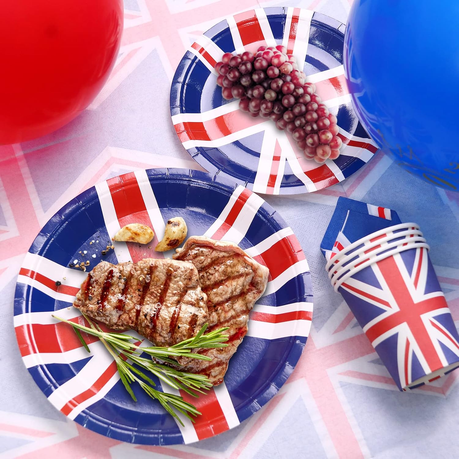Forfamy Union Jack Tableware Set 101PCS Union Jack Party Supplies