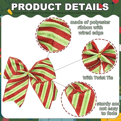 Miniatura 5 de Adornos de árbol de Navidad de bastón de caramelo, 18 piezas, juego de decoración de Navidad de madera con 12 bastones de caramelo de madera