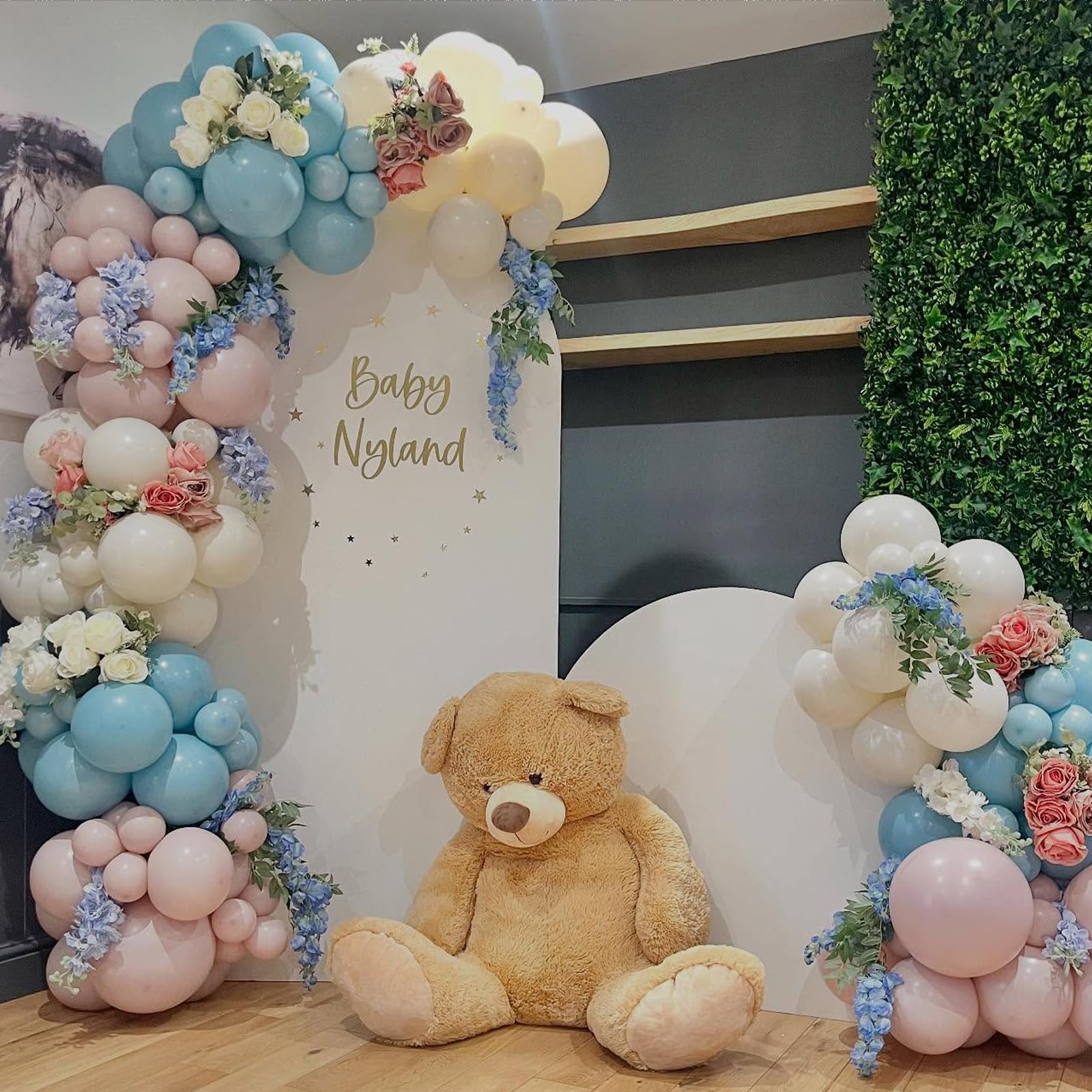 HILAVO Ballonbogen-Set in Rosa und Blau, 133 Stück, für Geschlechtsoffenbarung, Girlande, pastellrosa, staubig, blau, Latex, Party-Ballon für Jungen oder Mädchen, zum Enthüllen, Geburtstag, Brautparty