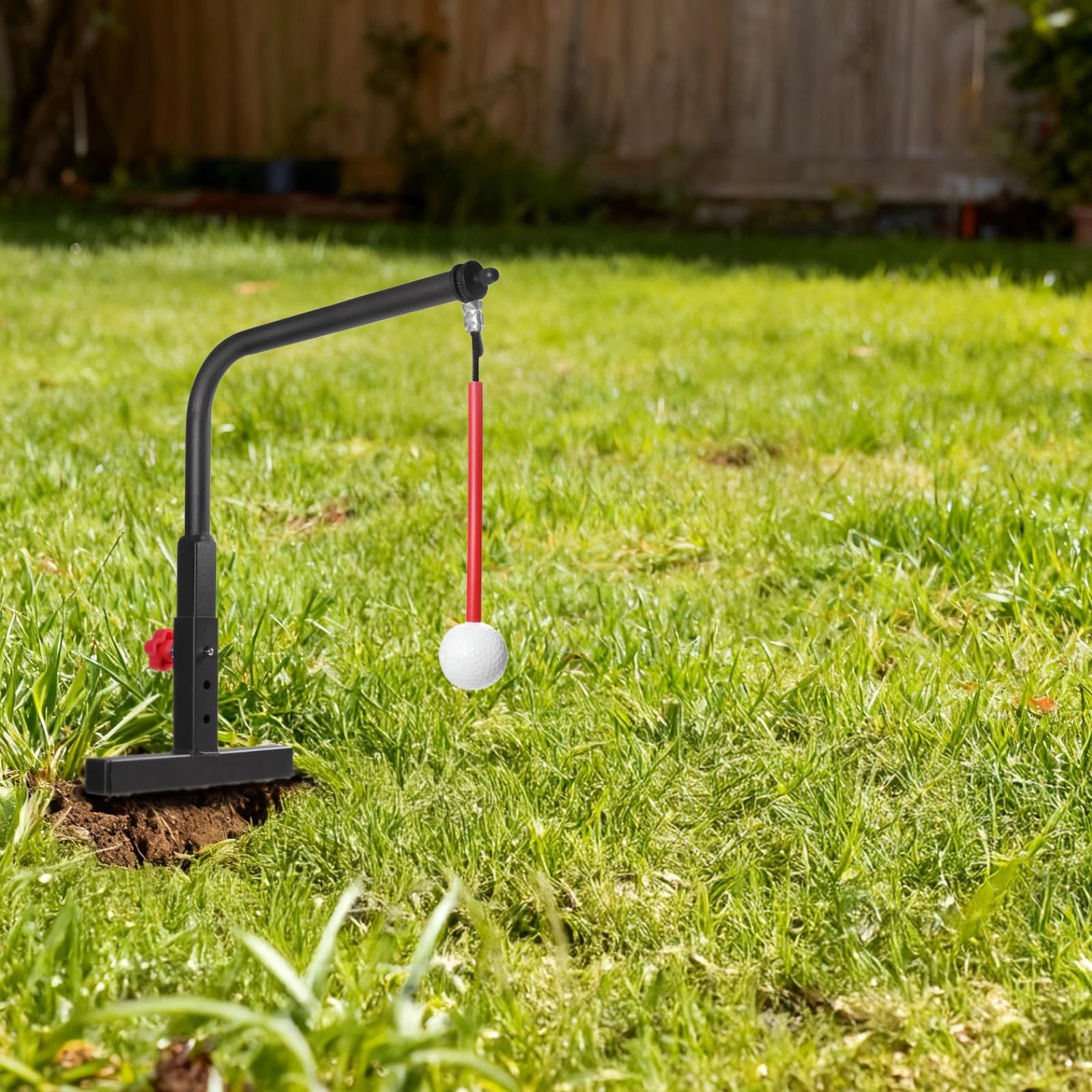 Golf Schwungtrainer mit Höhenverstellung, Übungs-Eisenrahmen, Stativ, Schwung-Trainingshilfe, Golfzubehör für Junge Sportler und Jugendliche, für den Außeneinsatz, Rot