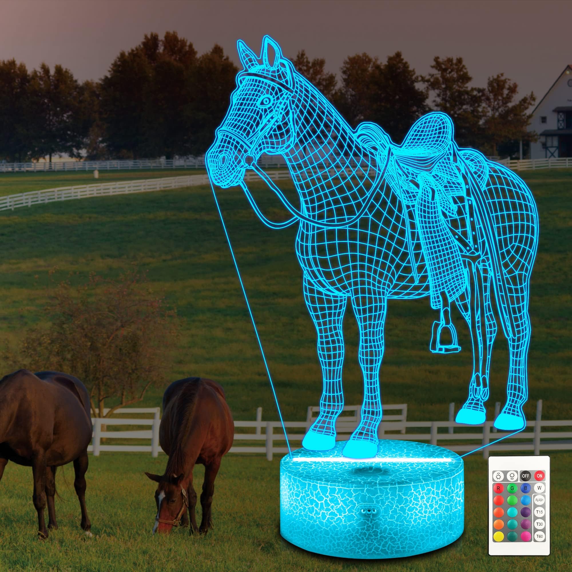 Hinittey Horse Gifts for Girls, 3D Horse Night Light for Kids with 16 Colors Changing Remote Control & Dimmer & Timer Children Bedside Room Decor, Birthday Christmas Holiday Gifts for Girls Kids