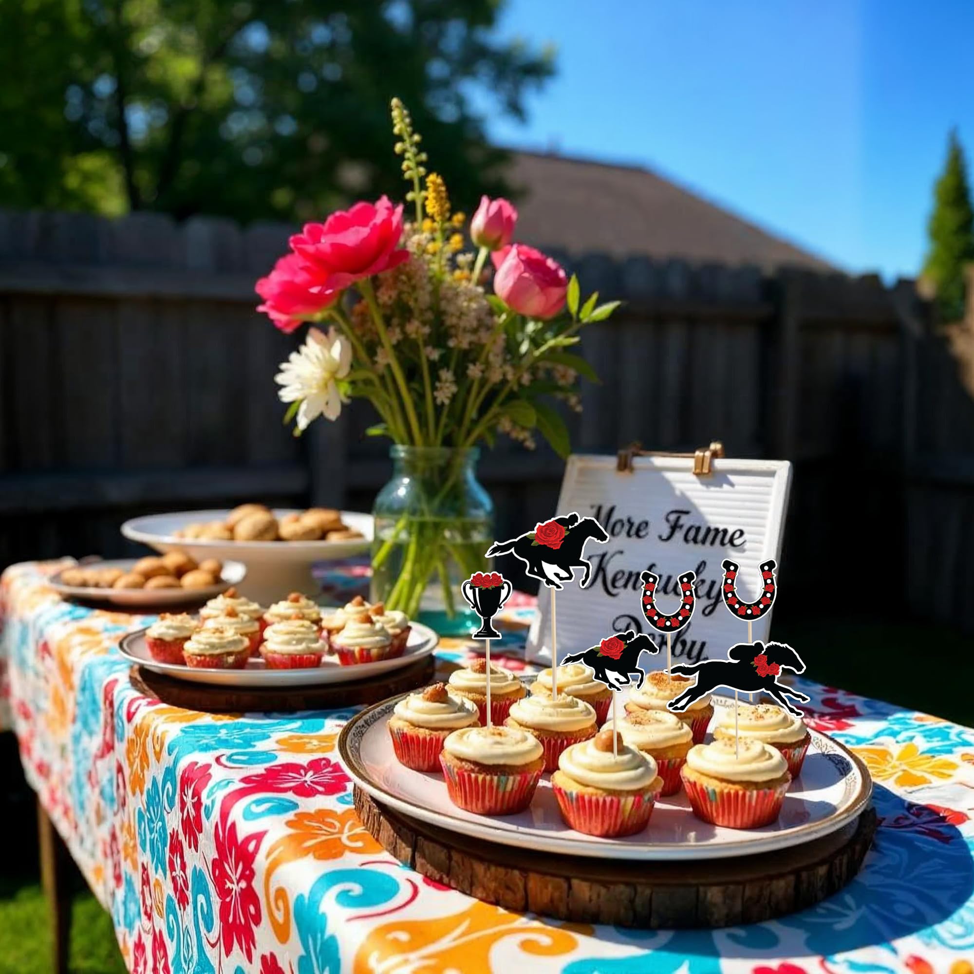4E's Novelty Horse Racing Cupcake Toppers Picks - 60 Pack Derby Appetizers Toothpicks, Derby Themed Party & Western Cupcake Toppers Decorations