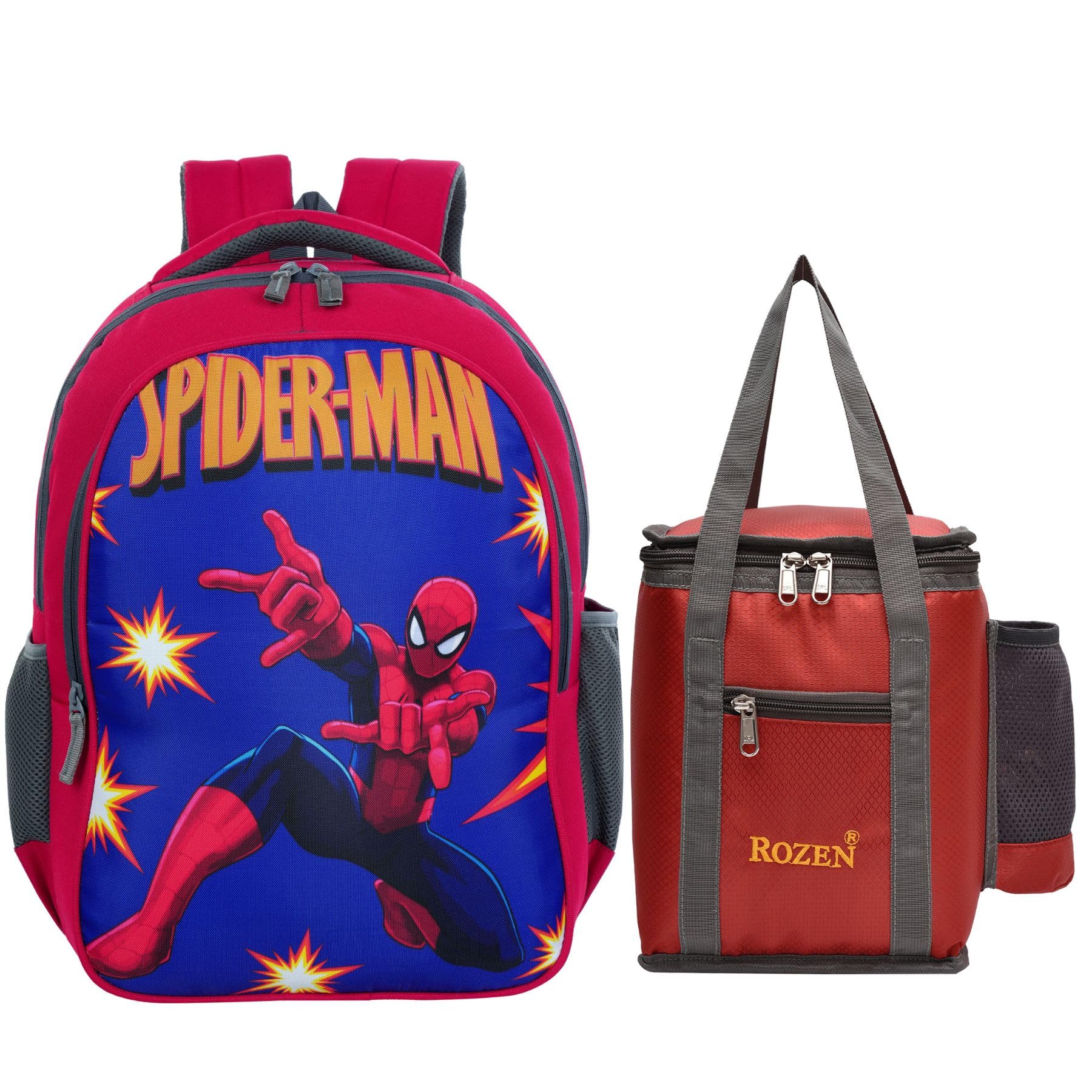 Combo Large 35L School + Lunch Bag 1st std-4th std Cartoon Printed Spider-man,Unicorn,Barbie,Doraemon,Princess,Dora,Mickey mouse,Carz,Frozen (RED) (B0D8CYWDJ3) Amazon Price History, Amazon Price Tracker