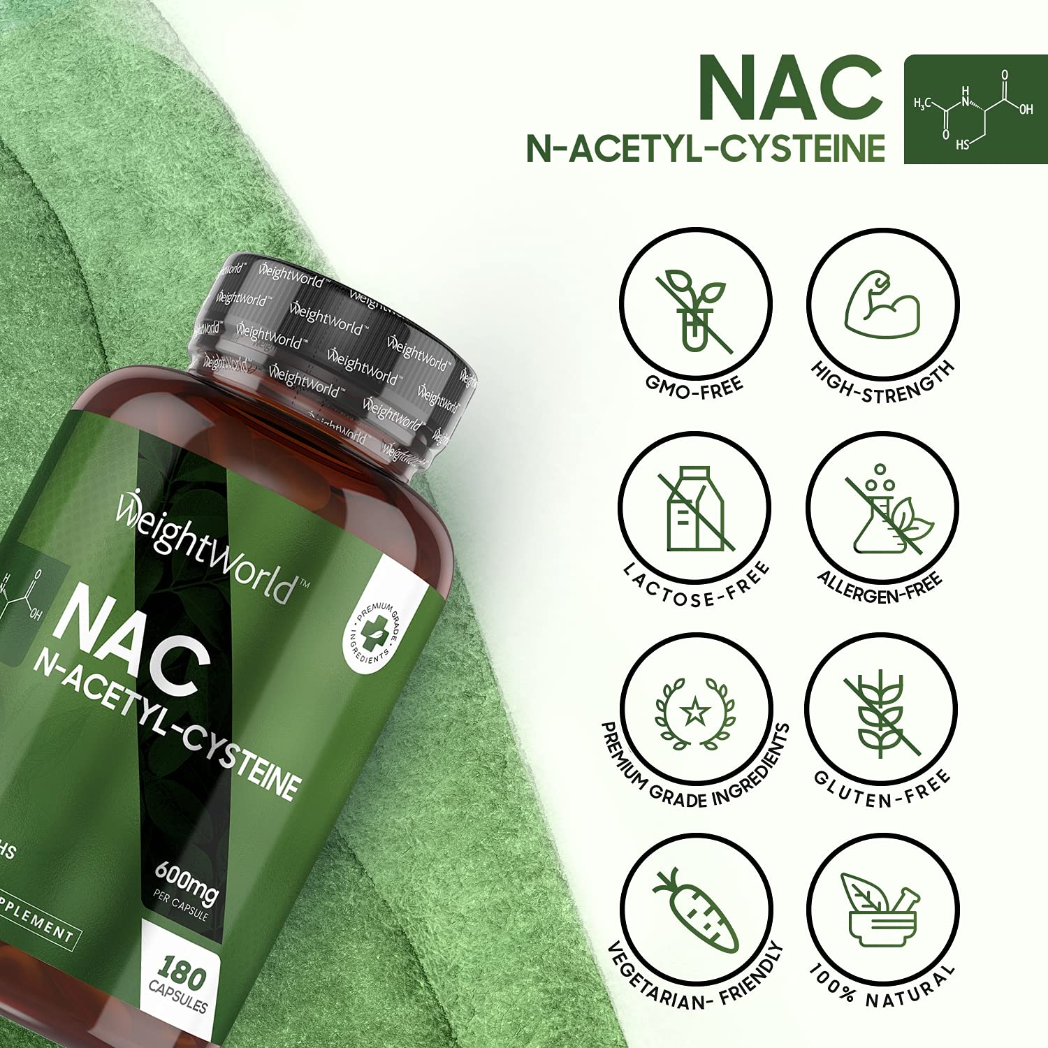 NAC Supplement NAC NAcetylCysteine 600mg 180 Capsules (6 Months
