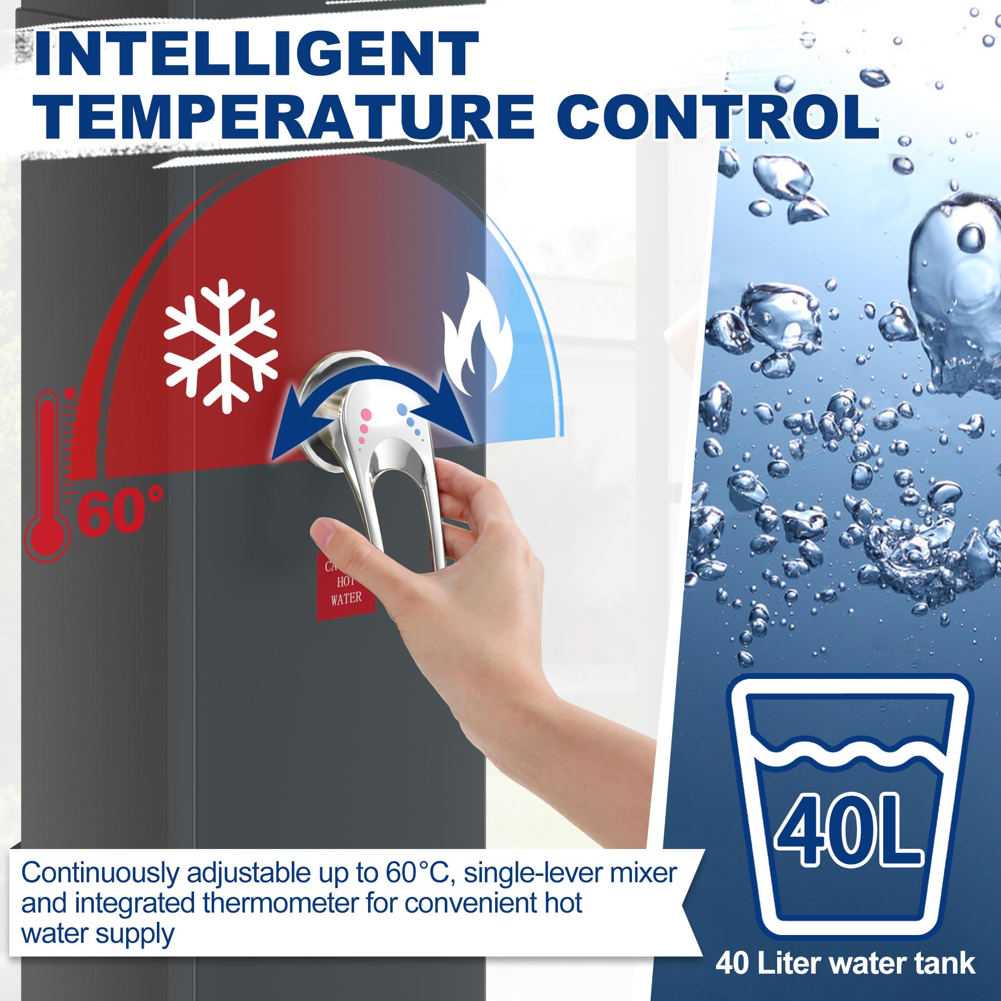 UISEBRT Solardusche 40 Liter mit Schutzhaube und 360° Duschkopf,Gartendusche einstellbare Temperatur bis 60°C,Pooldusche mit Fußdusche für Garten, Camping und Außenbereich,Schwarz