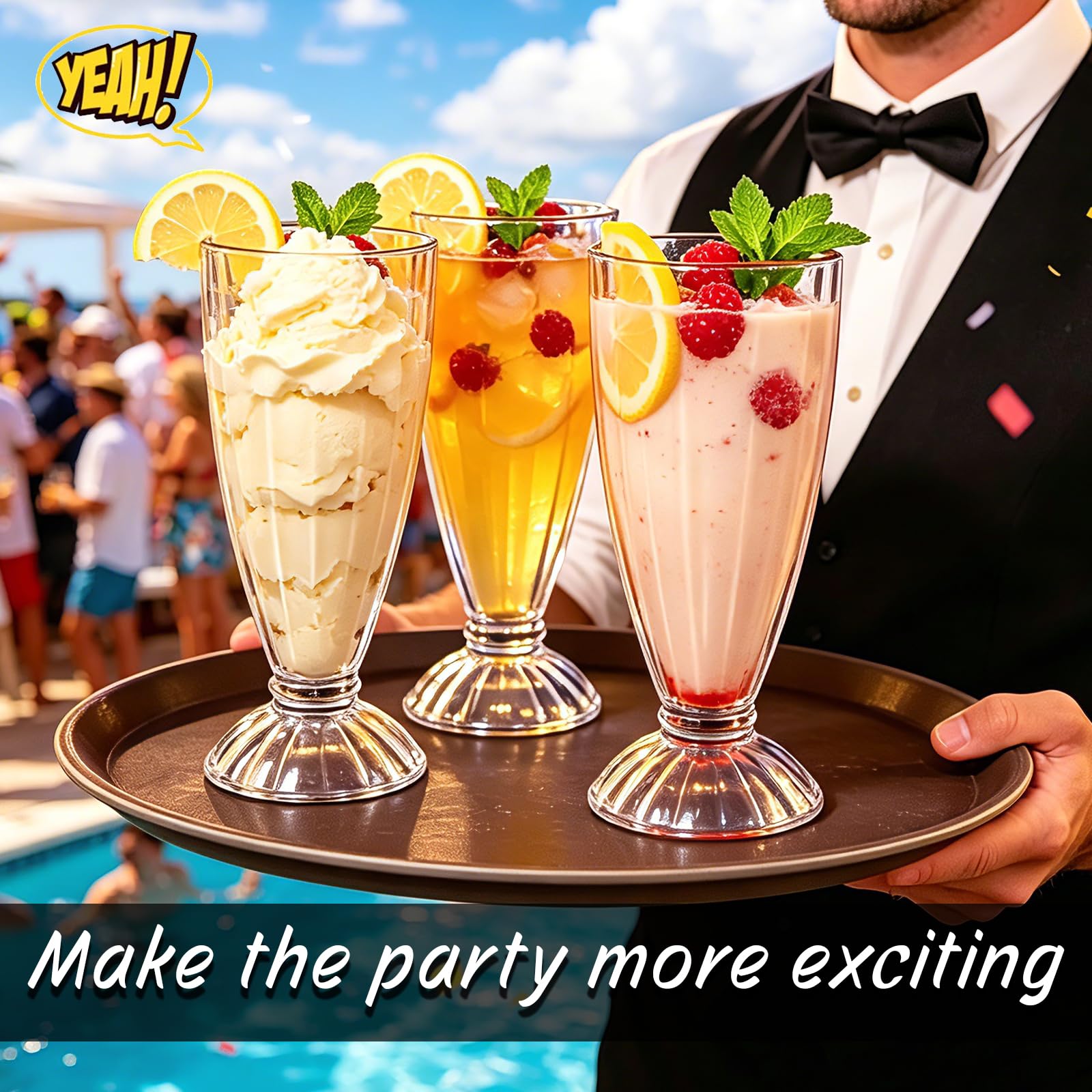 Set di 4 Bicchieri da Dessert in Vetro Gelato, 350 ml, Tazza Vetro Trasparente,Coppette Adatto per Gelati, Frappè, Dessert, Granite e Macedonie di Frutta (350ML)