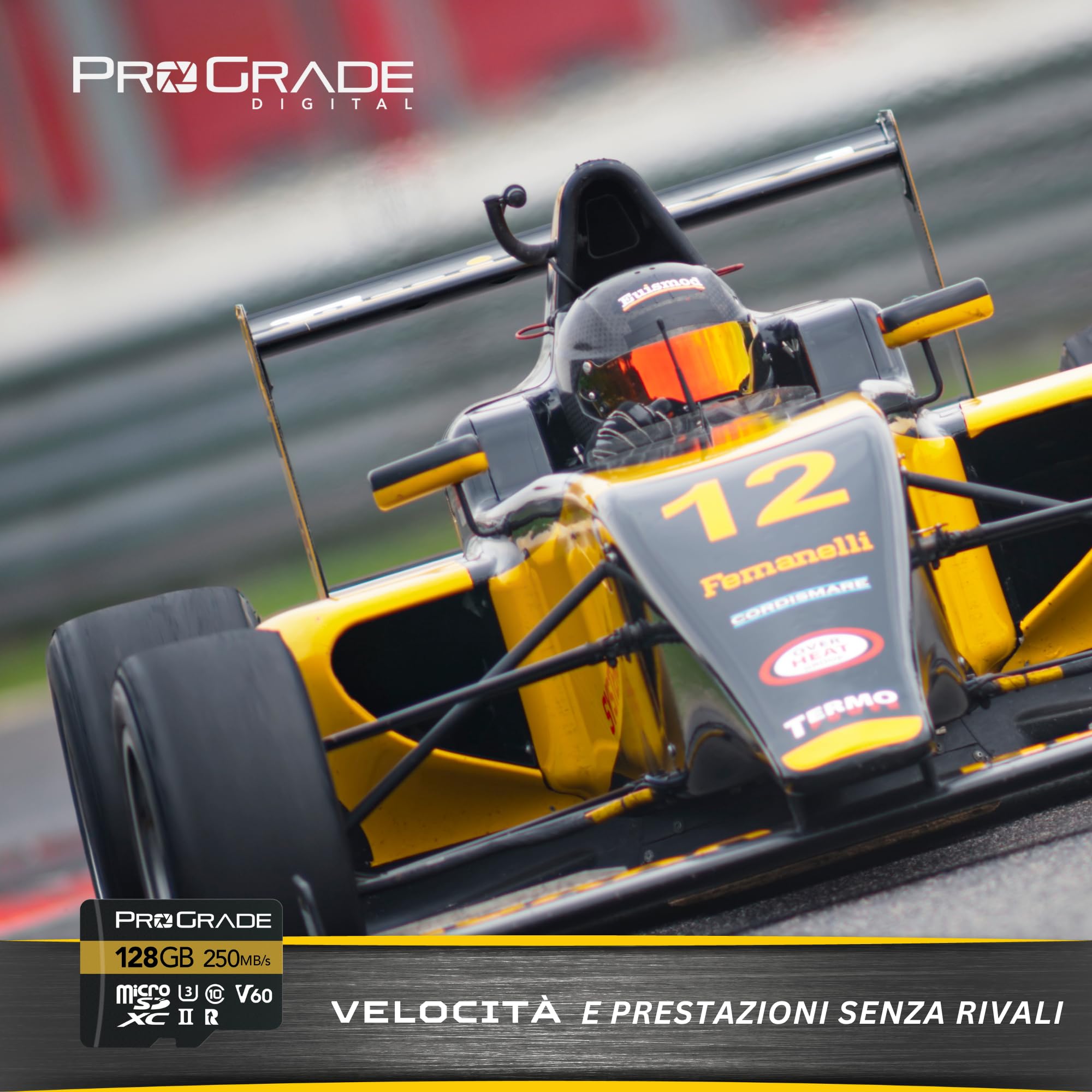 Scheda microSD V60 (128 GB), testata per dispositivi di schede SD di dimensioni intere, fino a 250 MB/s in lettura, 130 MB/s in scrittura di ProGrade Digital