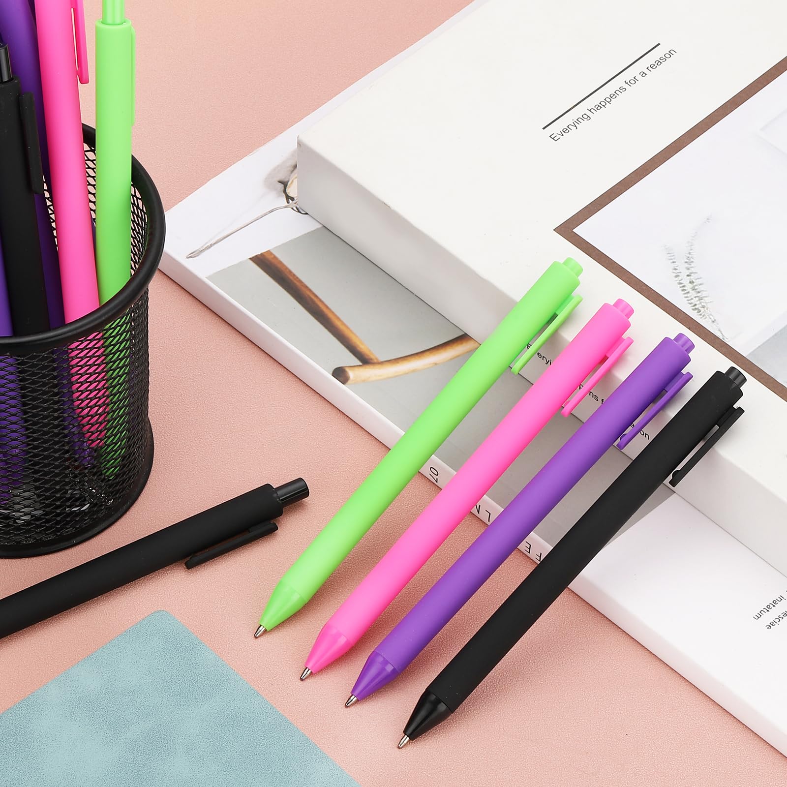 100 Pack Ballpoint Pen Retractable Ballpoint Pen 5.5,3.93 Inchs Black Ink Click - View #4