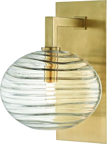 Hudson Valley Lighting Aplique de pared LED Breton de 2400-AGB con 1 luz, 8.5 pulgadas de ancho por 12.75 pulgadas de alto, color final: latón