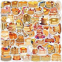 QIWENGO 60PCS Pancake Aesthetic Stickers - Waterproof Kawaii Dessert Vinyl Decals for Laptops, Water Bottles, Skateboards
