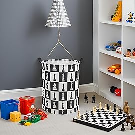 TIBAOLOVER Chess Kids Laundry Basket Baby Hamper Chess Toy Storage Bin for Boys Room Decor Baby Nursery Hamper Gift Baskets for Bedroom Bathroom(Black Chess)