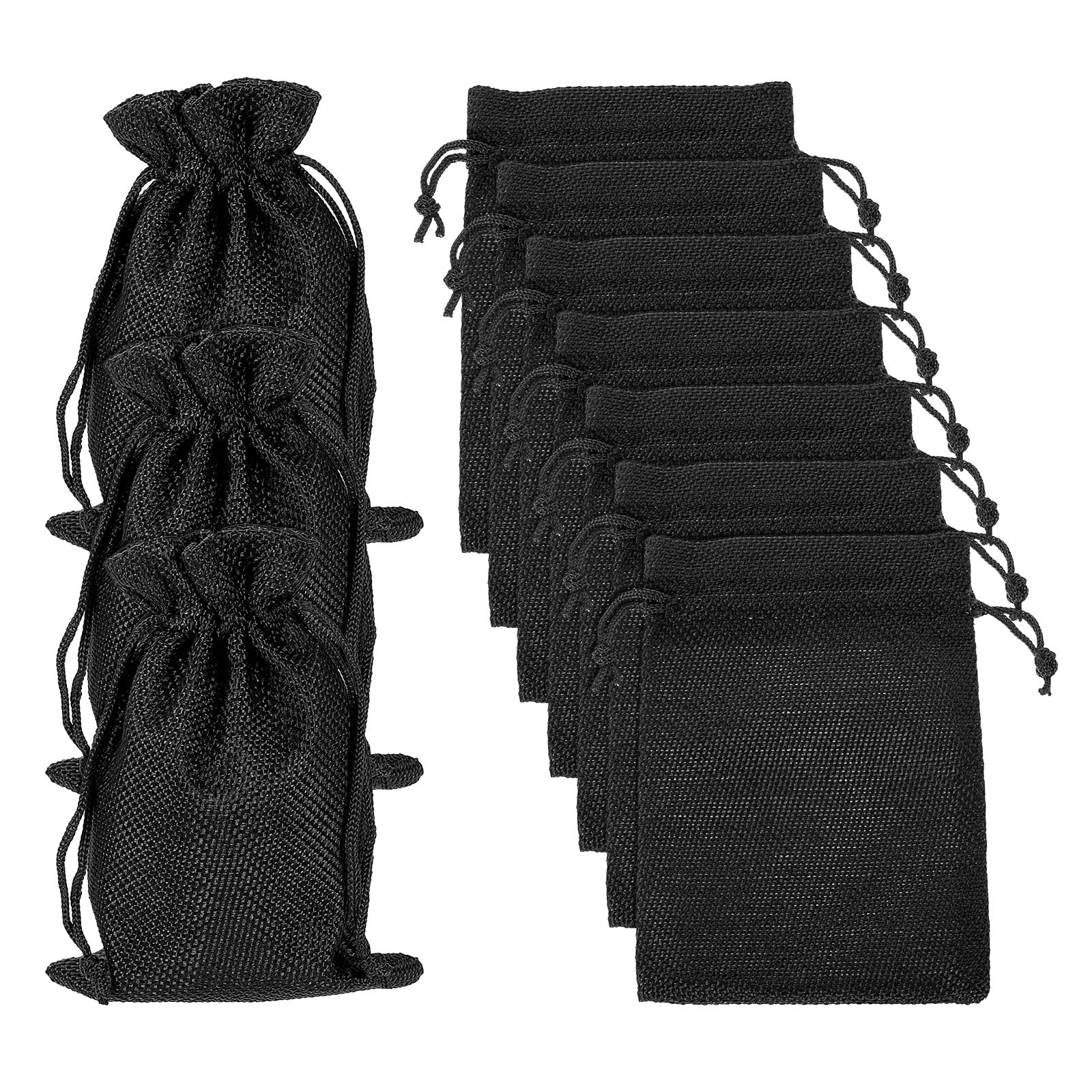 sourcing map 20 Pcs Burlap Bags with Drawstring, 4 x 5.5 Inch Favor Sacks Bag Jewelry Pouches for Christmas Thanksgiving Birthday Wedding Party Gifts Bags, Black