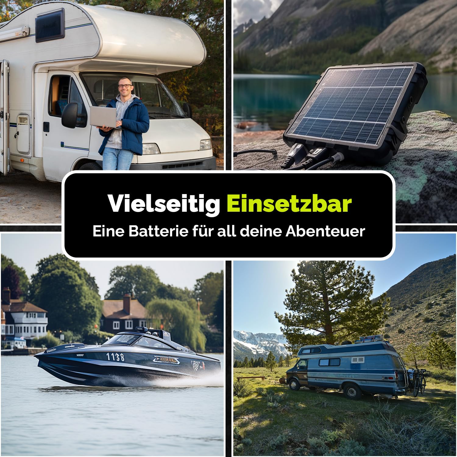 Electronicx AGM Versorgungsbatterie 12V 100Ah Deep Cycle Solar Batterie wartungsfrei versiegelt Wohnmobil Wohnwagen Camping Freizeitakku 278x175x190mm