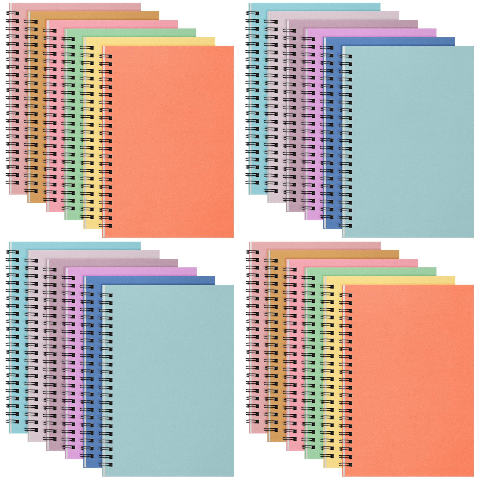 Fuutreo 24 Pcs Spiral Notebook for Work A5 8.3 x 5.7 Inch College Ruled Spiral Journal Notebook Kraft Cover, 12 Color, 60 Sheets, 120 Pages for Office