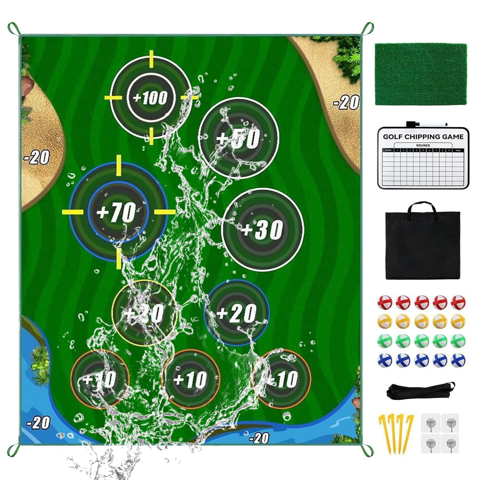 Tappetino Pratica Golf Attrezzatura Per Allenamento Sportivo | Tappeto Realistico Per Pratica Di Golf Per Uso In Interno, Esterno, Giardino, Campo, Ufficio, Prato, Garage E Cortile