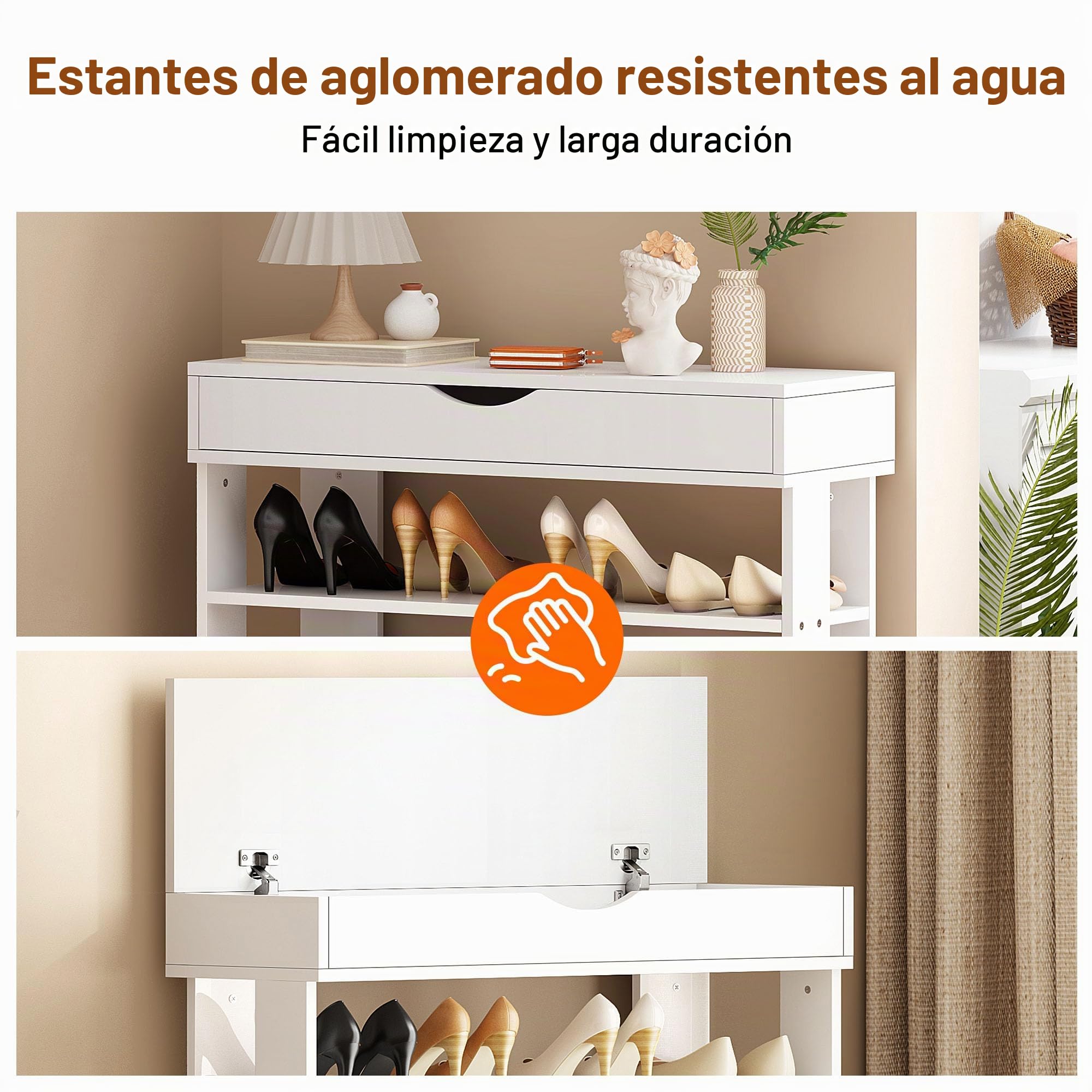 SDHYL Zapatero de 5 Niveles con 1 Cajón Estante para Zapatos Organizador de Almacenamiento de Zapatos Extensible y Ajustable Blanco