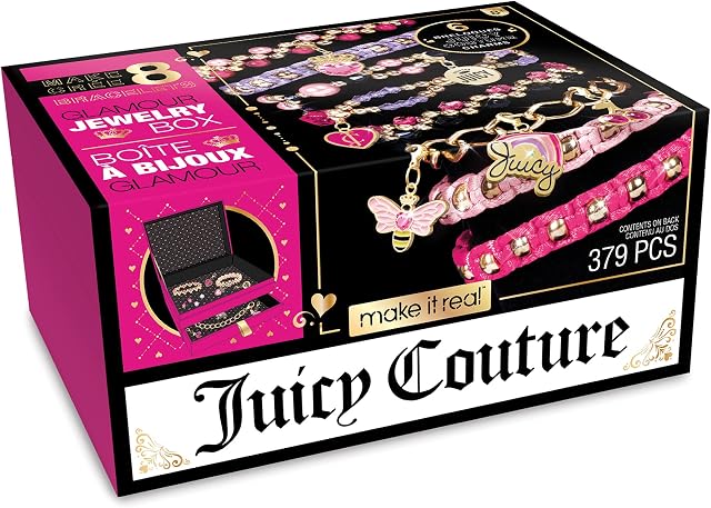 Make It Real Juicy Couture Jewellery Box Bracelet Making Kit - Art Crafts for Girls - Girls Gifts