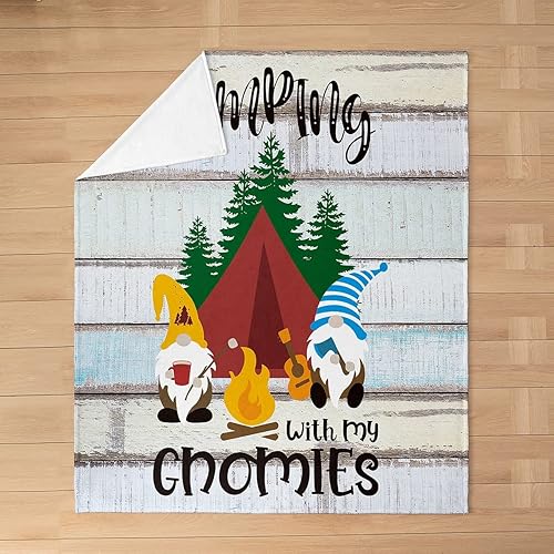 Miniatura 3 de Manta de forro polar para niños, linda manta de franela de gnomo para campamento, para cama, sofá, niñas, gnomos de dibujos animados, manta mullida