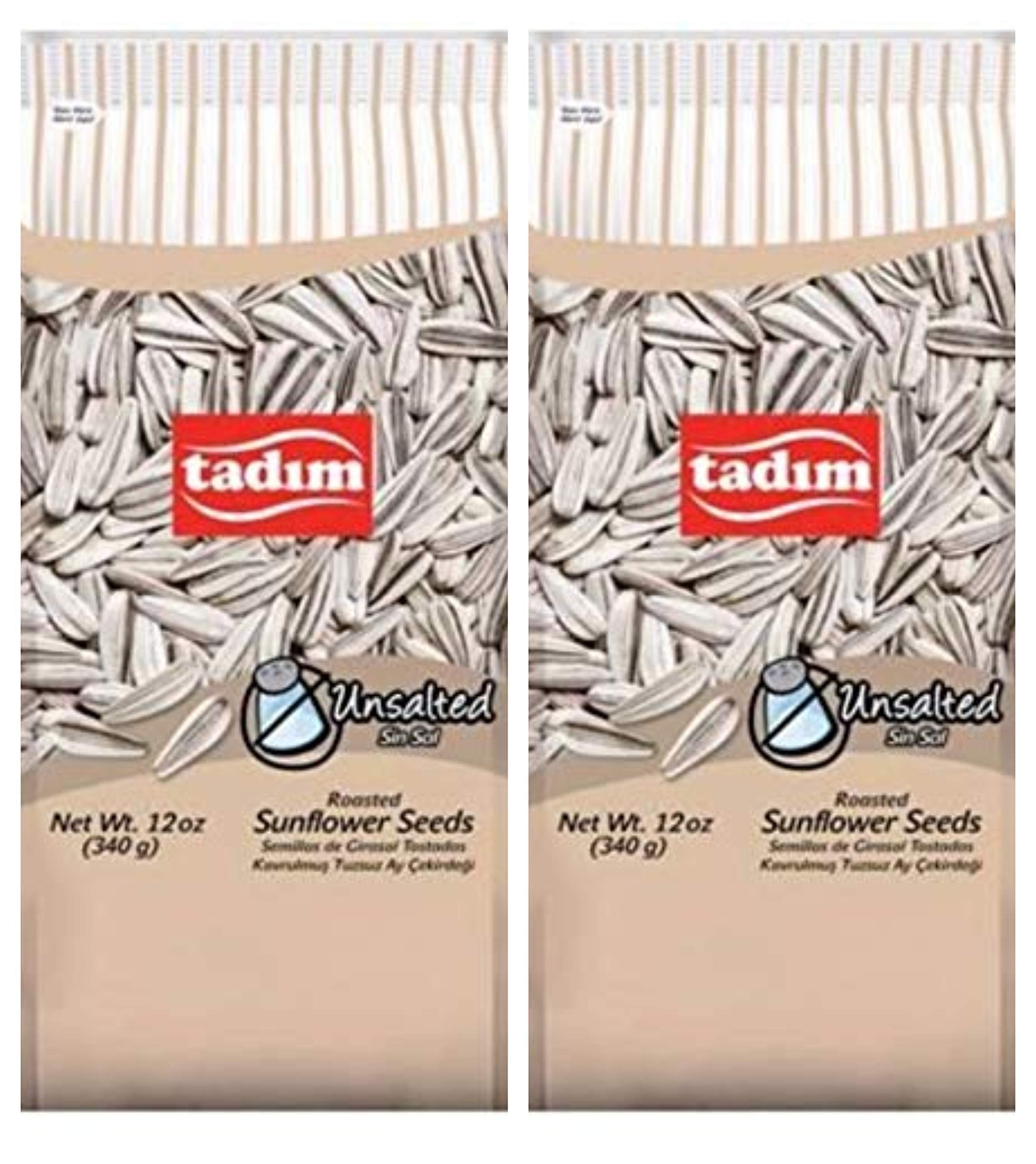 Tadim Unsalted Roasted Sunflower Seeds 12 oz Pack of 2 From Turkey