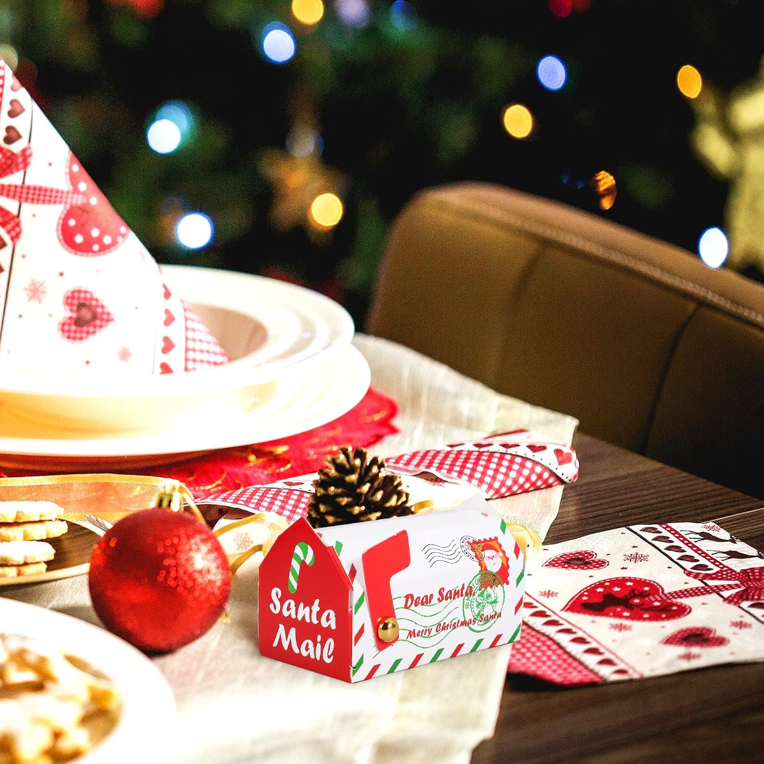 Hemoton 20pcs Christmas Candy Box White Paper Cookie Boxes Festival Treat Containers Party Accessories Packaging